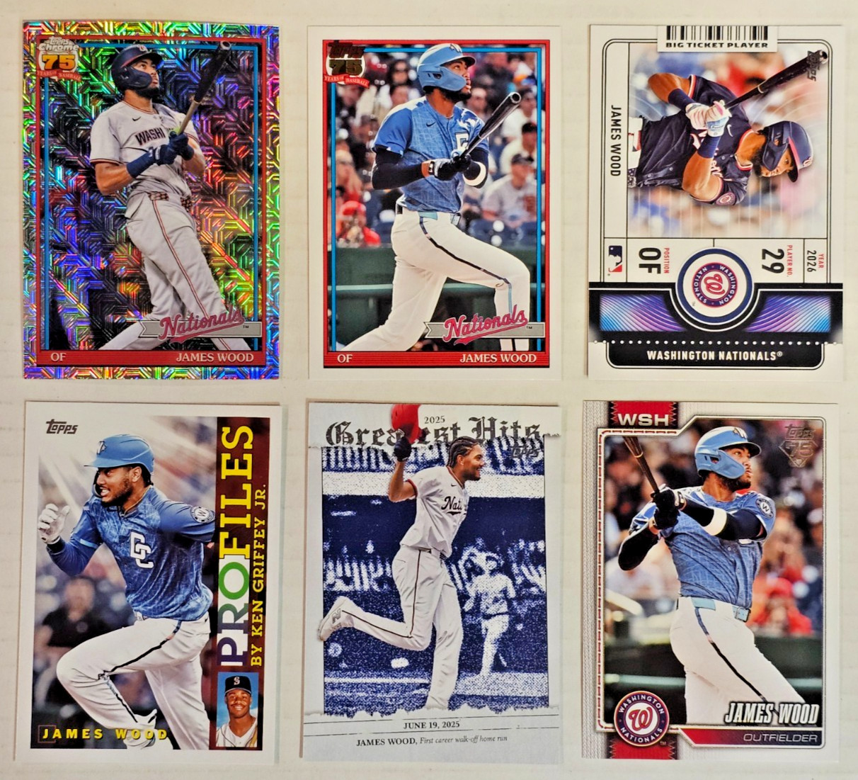 2026 Topps Series 1 James Wood Insert (6) Six Card Lot Washington Nationals