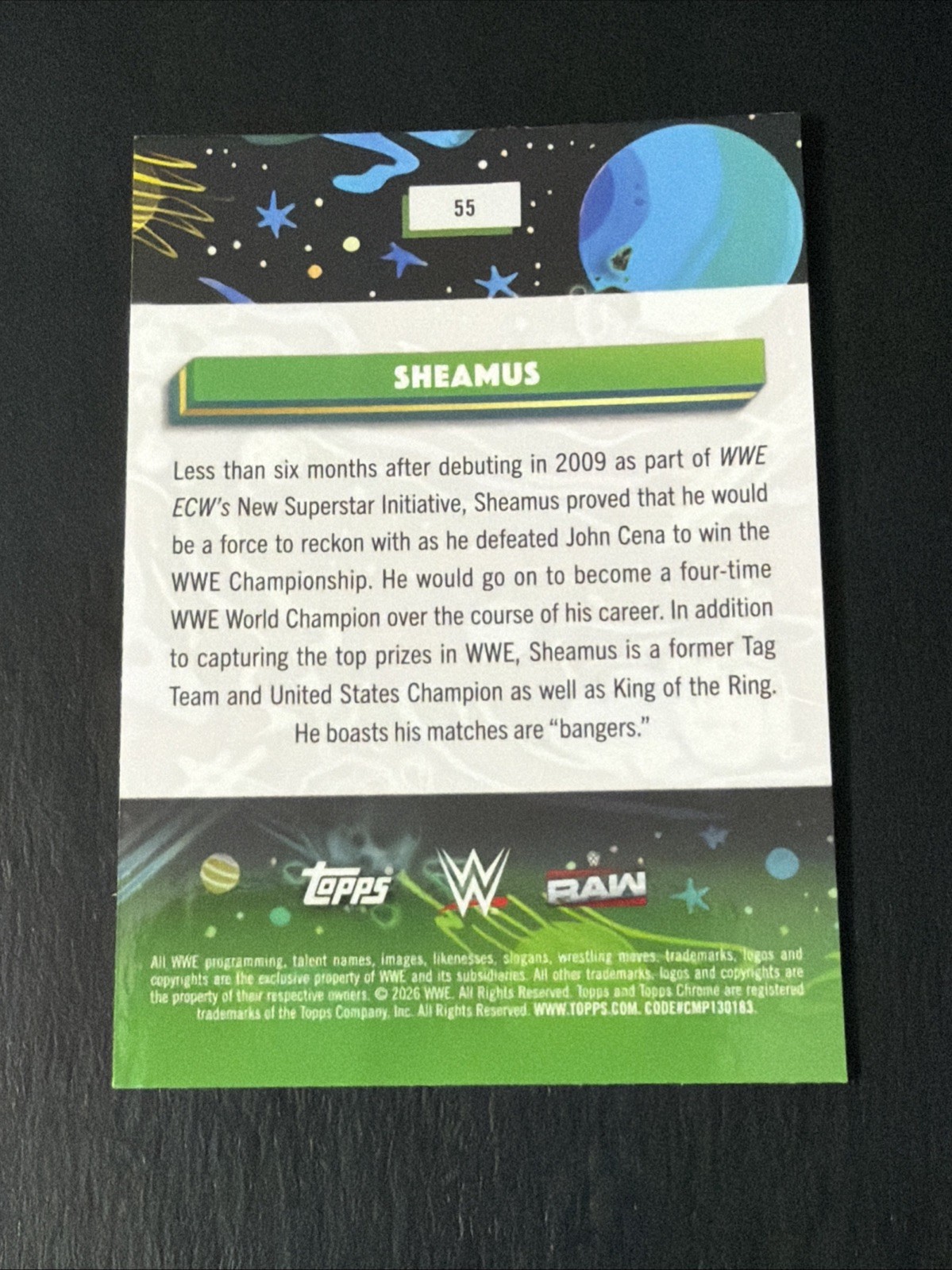 2026 Topps Cosmic Chrome WWE SHEAMUS #55 Magenta Cosmos Refractor /299