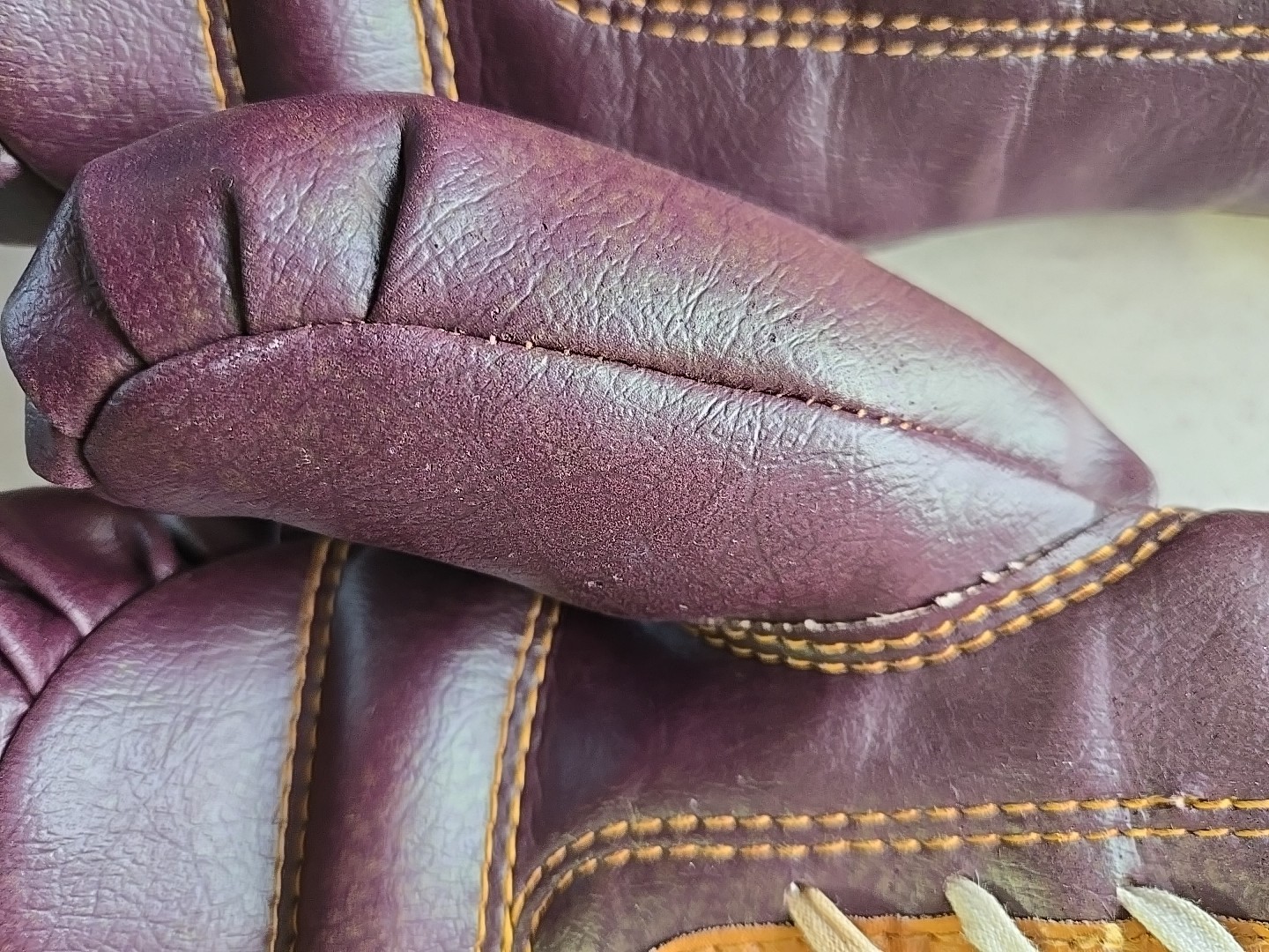 Vintage Lace Up Boxing Gloves Maroon & Brown One Size & Maker Unknown Two Rights