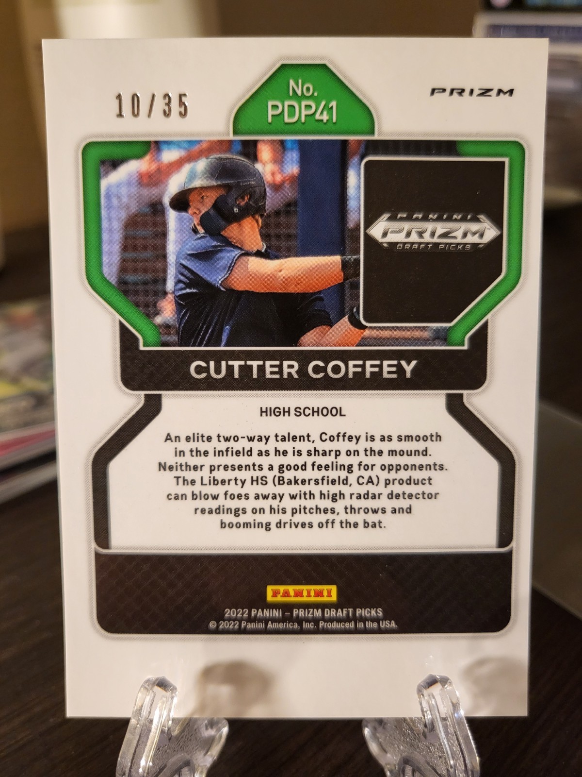 2022 Panini Prizm Draft Picks Power Plaid /35 Cutter Coffey RC #PDP41 Blue Jays