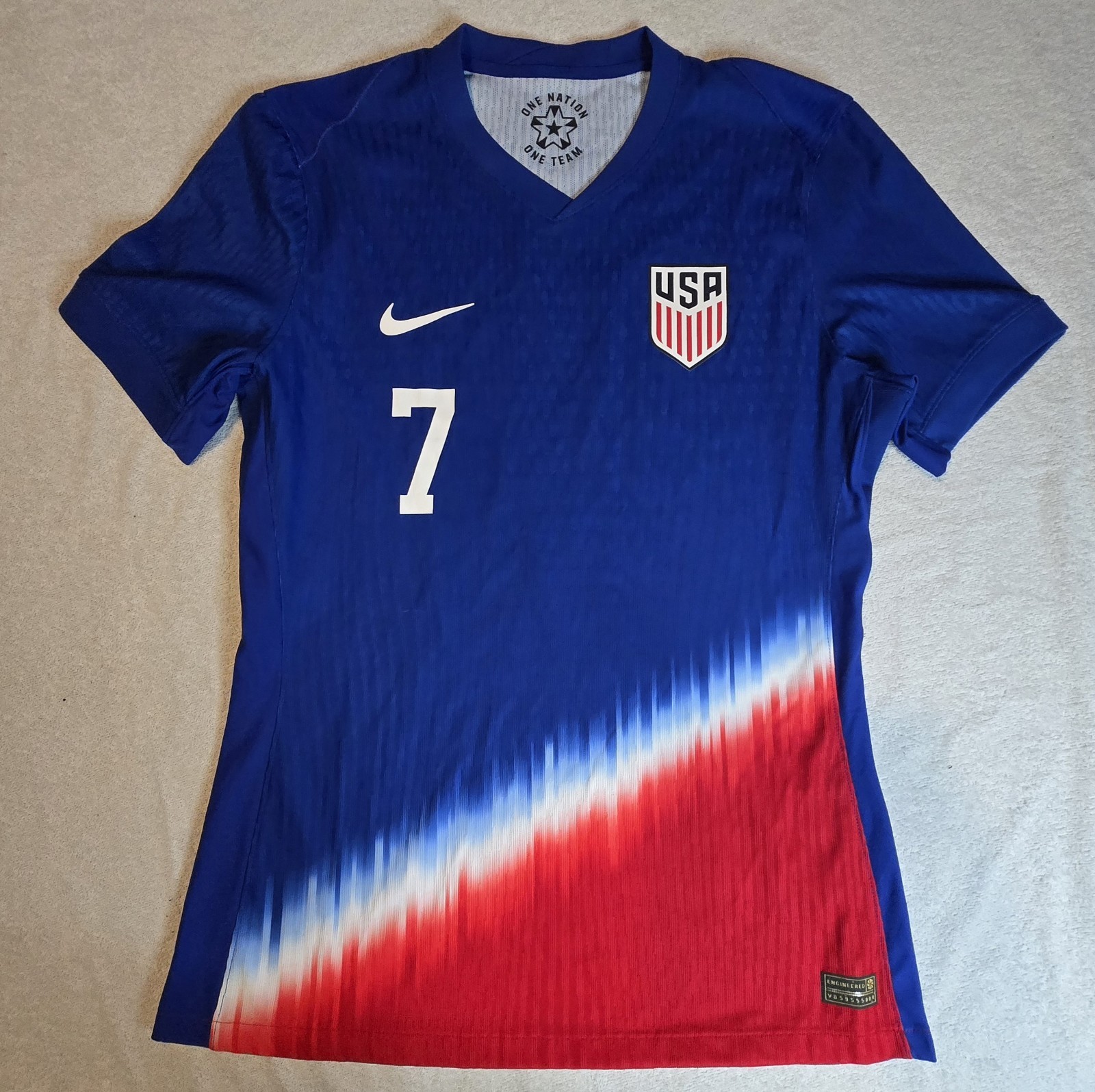 Nike Mens Lrg United States Gio Reyna Away Jersey No 7 (Old Royal/Red) Dri Fit
