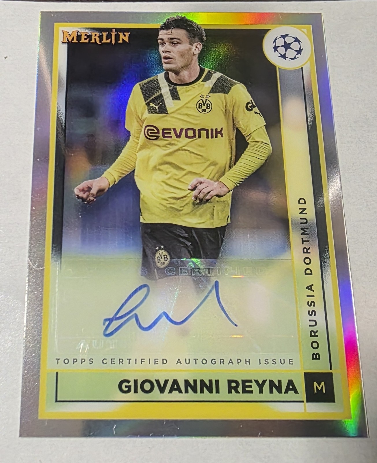 Topps 2022-23 Merlin UEFA Club Competitions Giovanni Reyna #AC-GR Auto Team USA