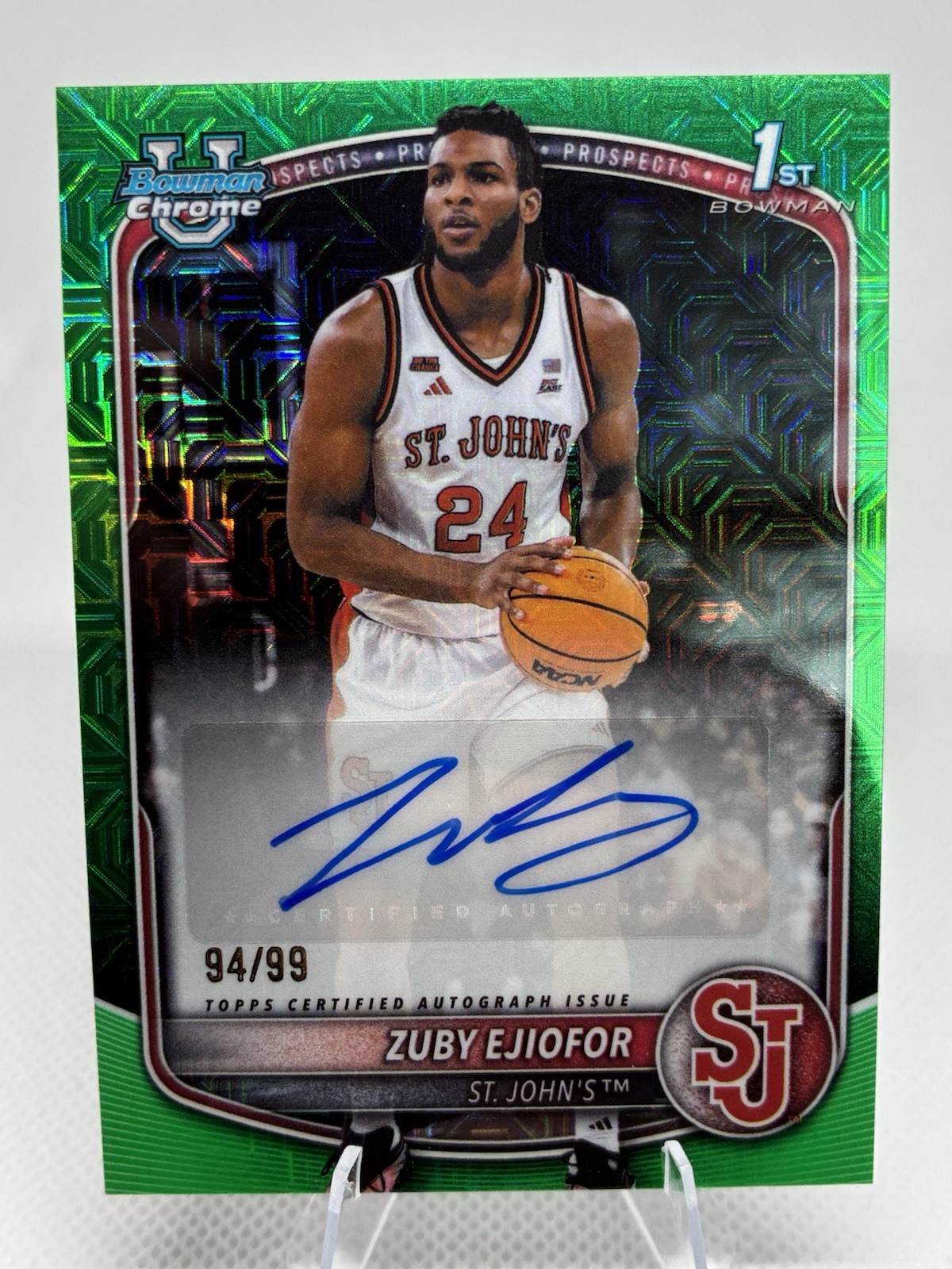 2025-26 Bowman Basketball Zuby Ejiofor #CPA-ZE Green Geometric Auto /99 St. John