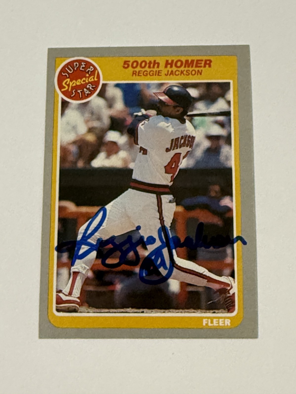 1985 Fleer Autographed Vintage 500th Homer Reggie Jackson Angels HOF
