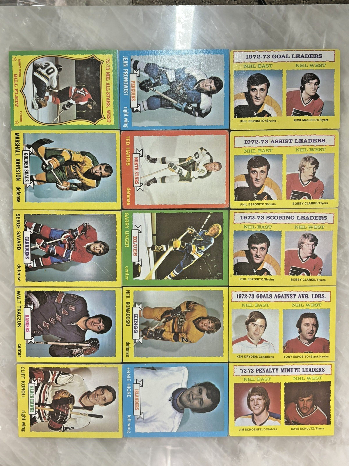 vintage 1973-74 topps hockey cards partial set 76/198 SEE PHOTOS VG w/ HOFers