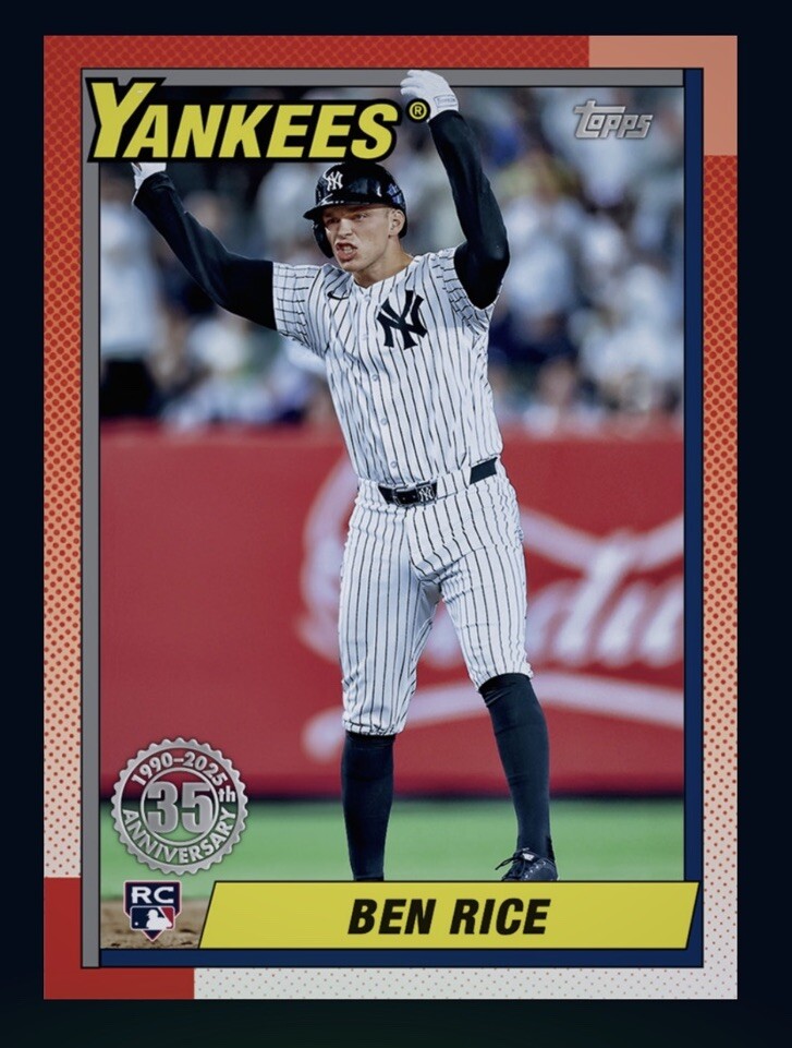 2025 MLB TOPPS Series 1 – 1990 Baseball Rookie-BEN RICE (Topps Bunt Digital card
