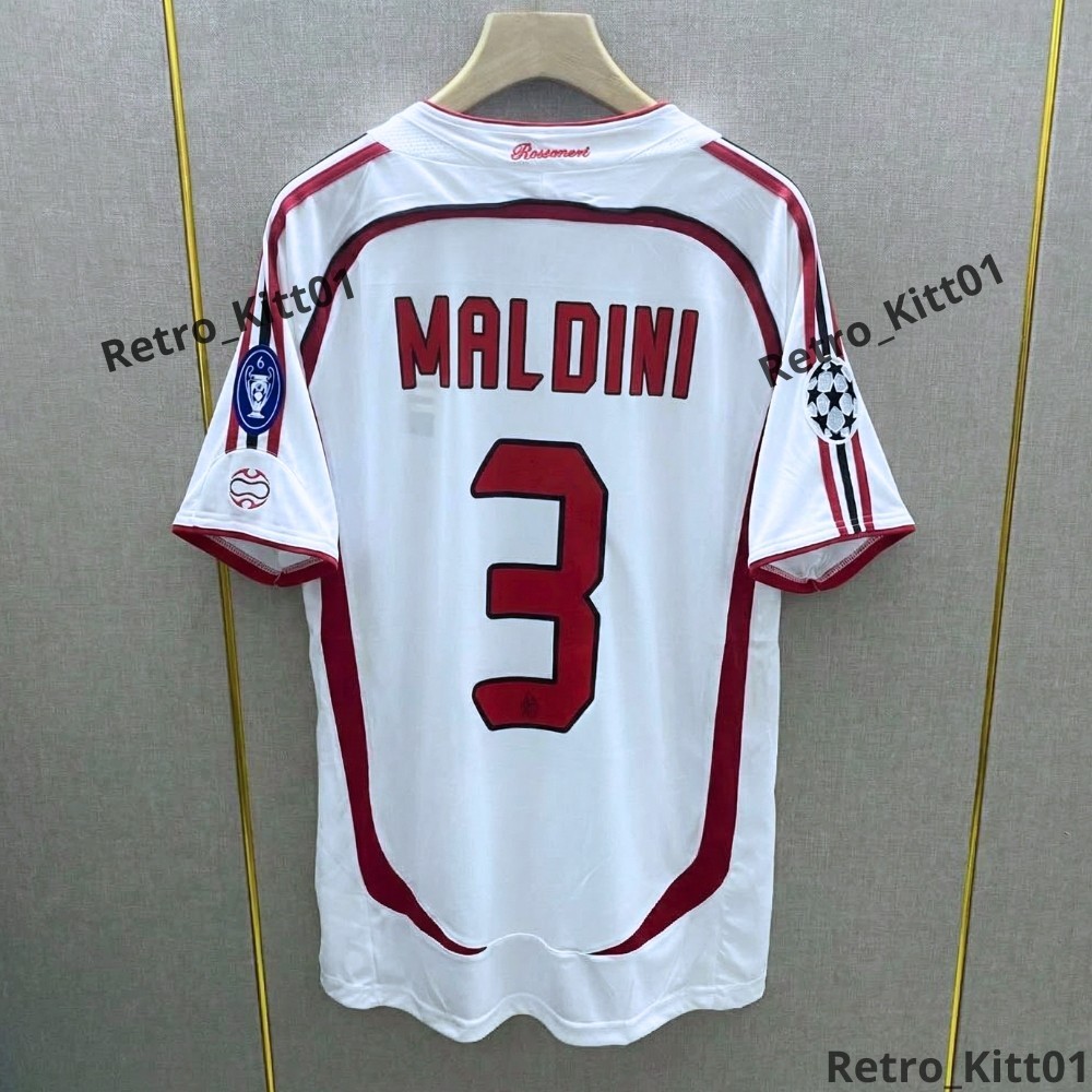 MALDINI #3 AC Milan Jersey 2006/2007 Short Sleeve Retro White Shirt L