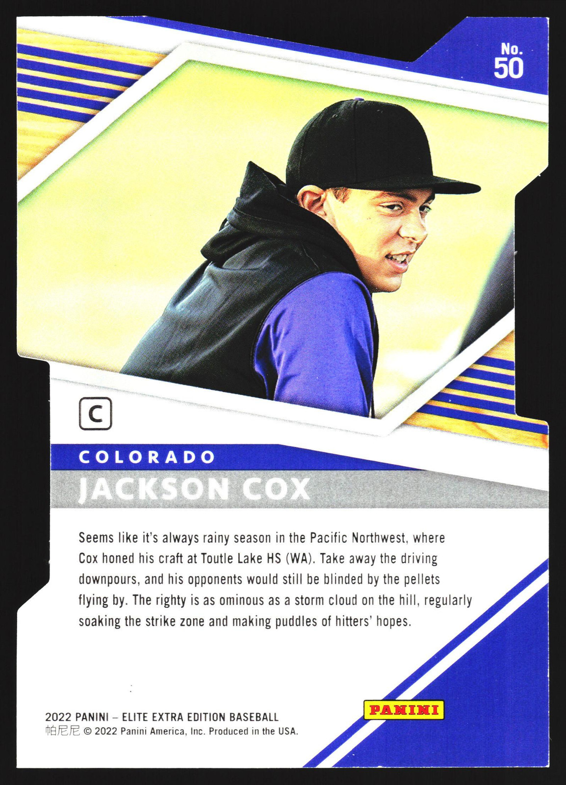Jackson Cox # /184 2022 Panini Extra Colorado Rockies SN MLB Card no.50