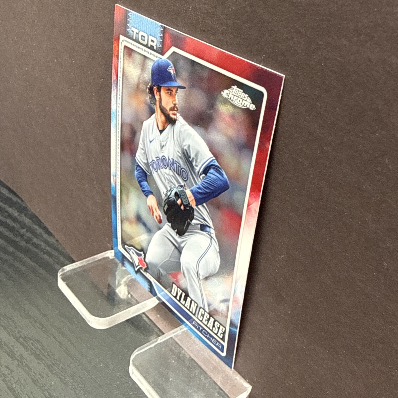 Dylan Cease Red White Blue Refractor 2026 Topps Chrome #208 Toronto Blue Jays