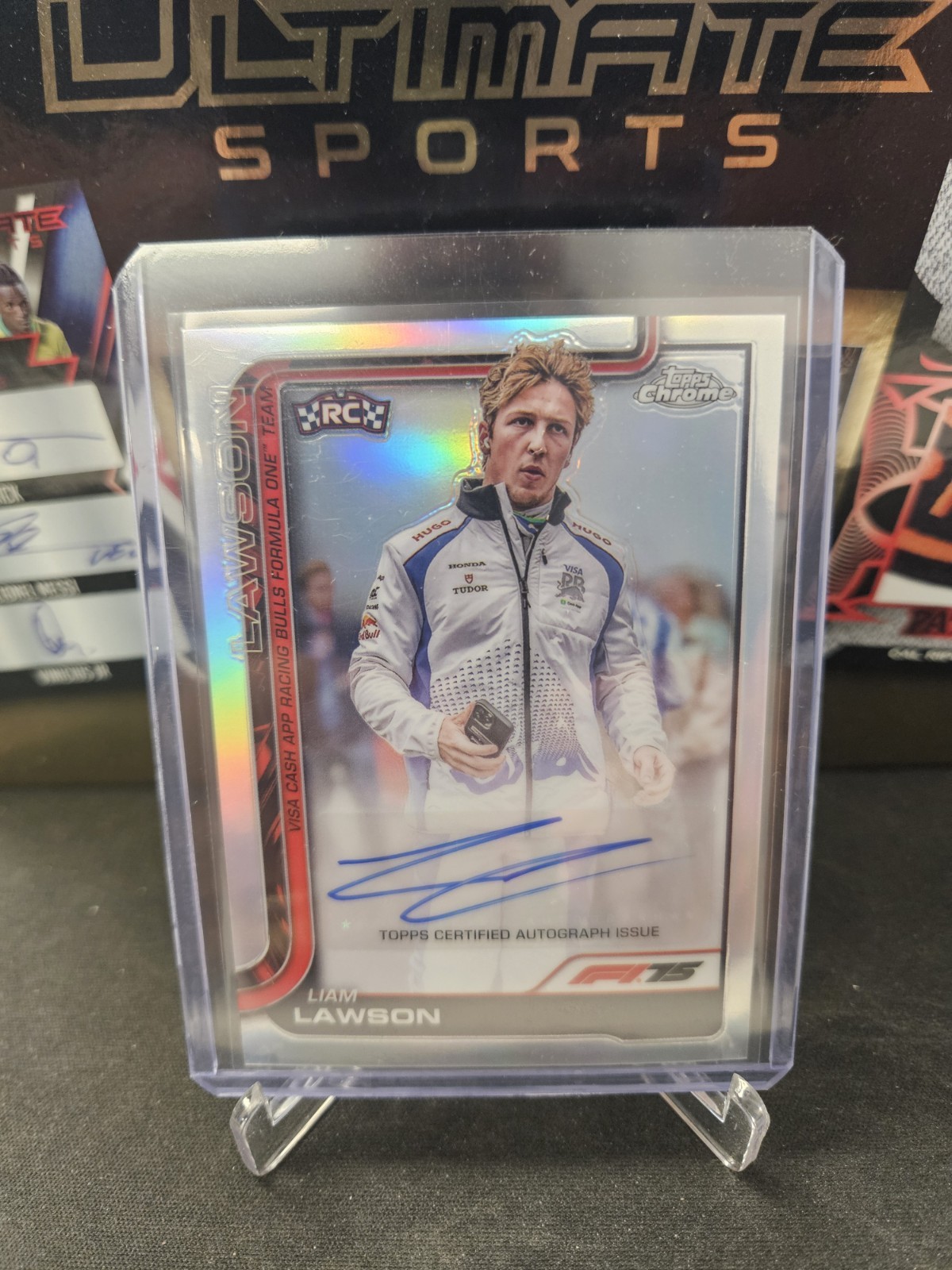 Liam Lawson 2025 Topps Chrome Formula 1 F1 Refractor Auto #CAC-LAW Rookie (RC)
