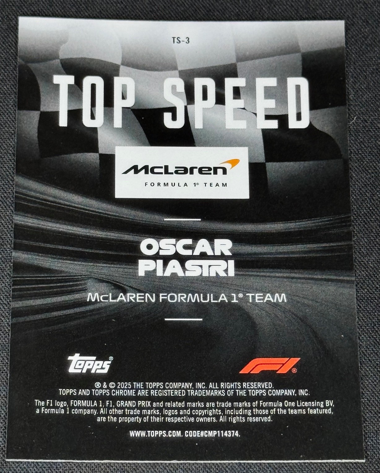2025 Topps Chrome Formula 1 Oscar Piastri #TS-3 Top Speed Refractor Insert 🔥