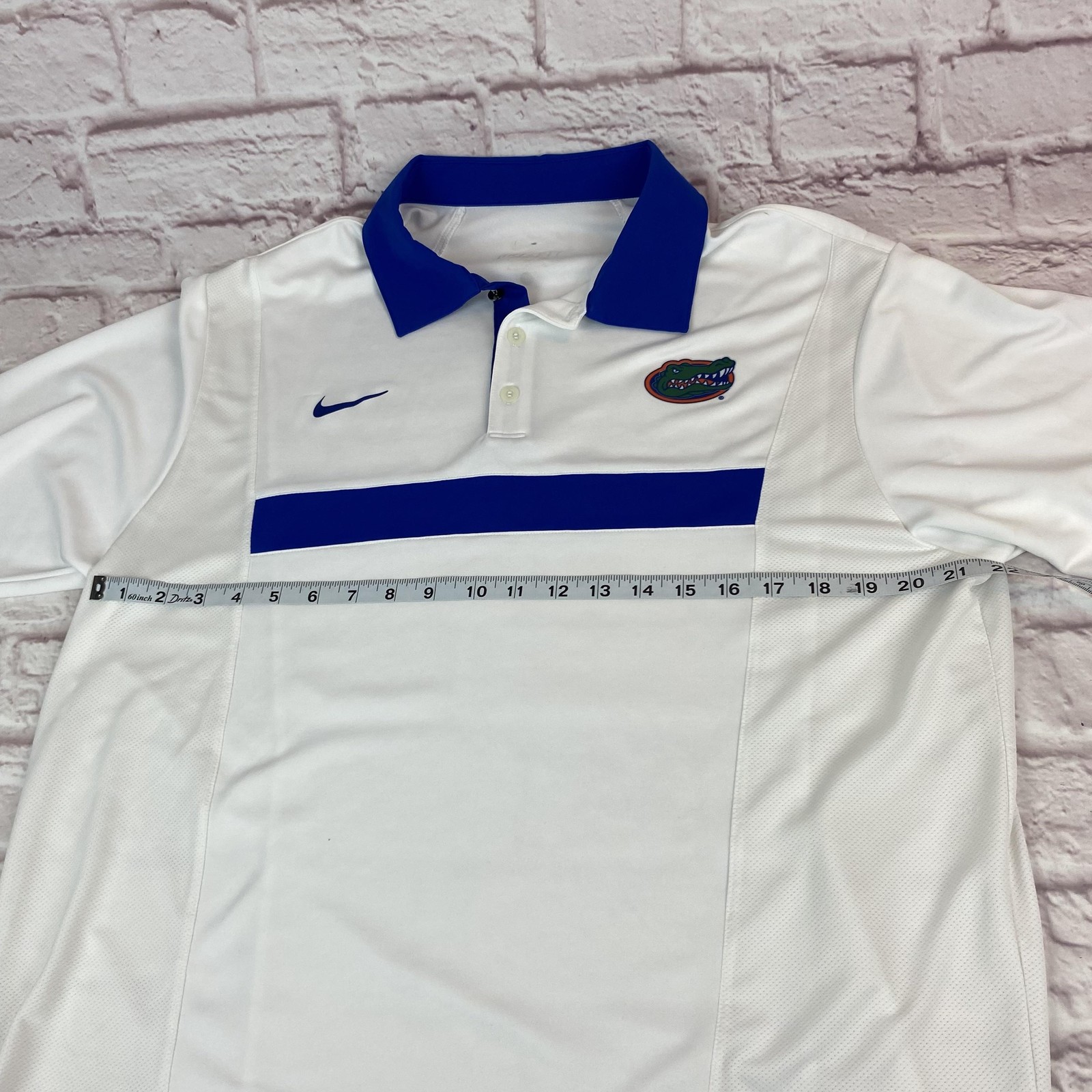 Florida Gators Shirt Mens Large White Blue NCAA Football Nike Dri-FIT Polo