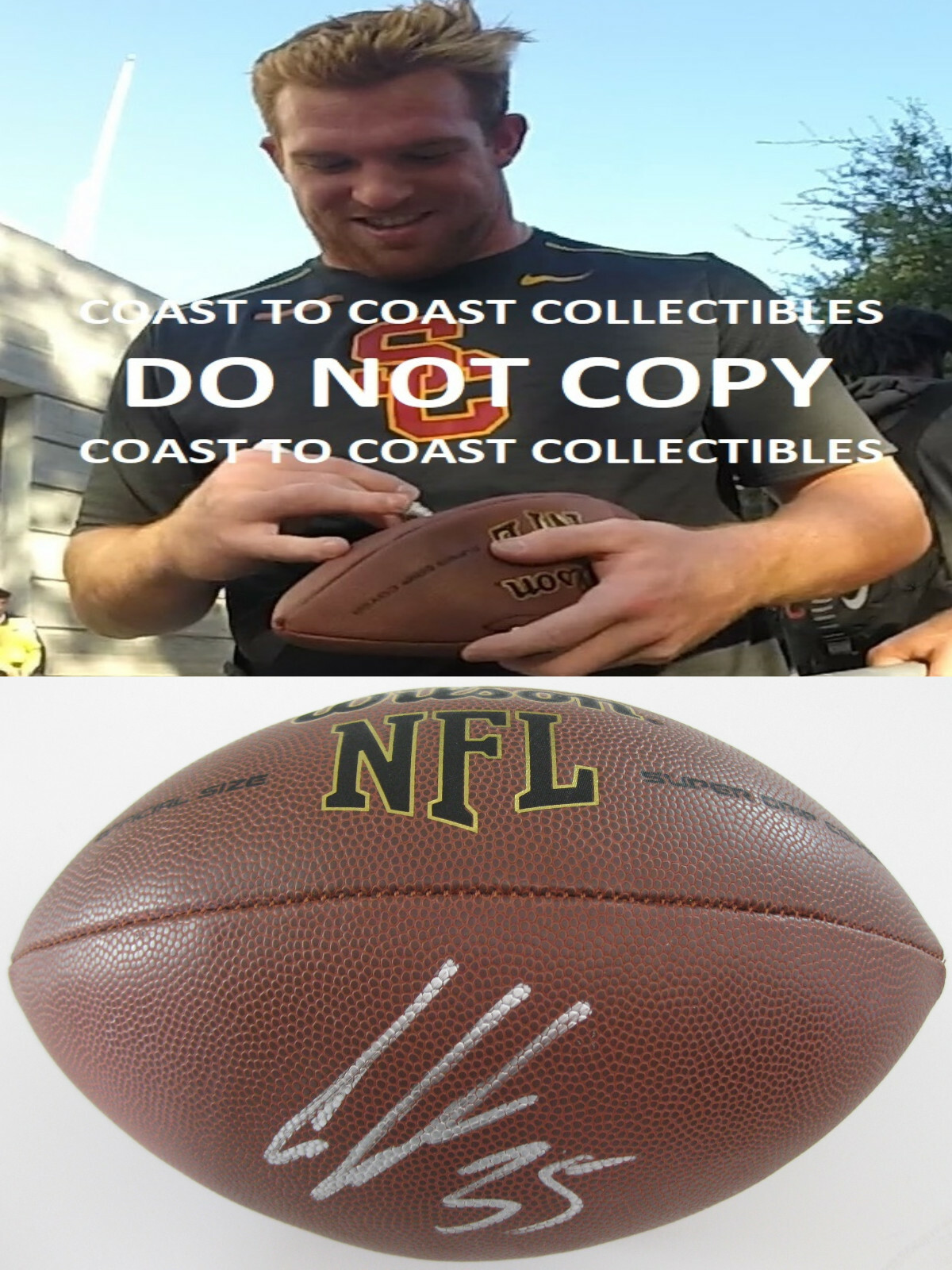CAMERON SMITH,USC TROJANS,SIGNED,AUTOGRAPHED,NFL FOOTBALL,COA,EXACT PROOF