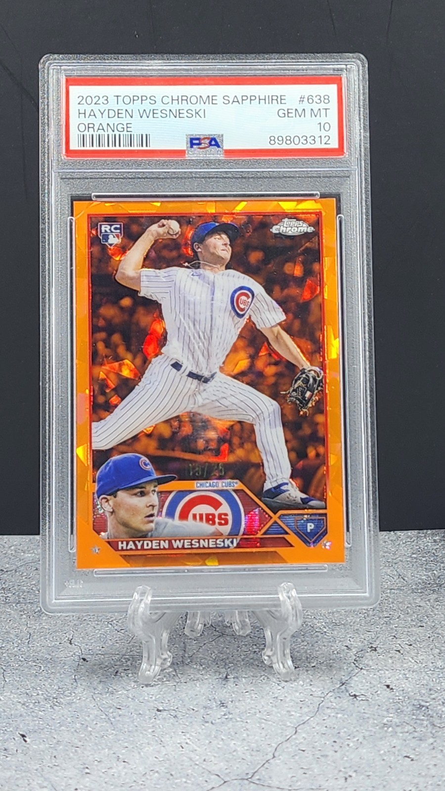 Hayden Wesneski (RC) – 2023 Topps Chrome Sapphire #638 – Orange Refrac /25 – PSA