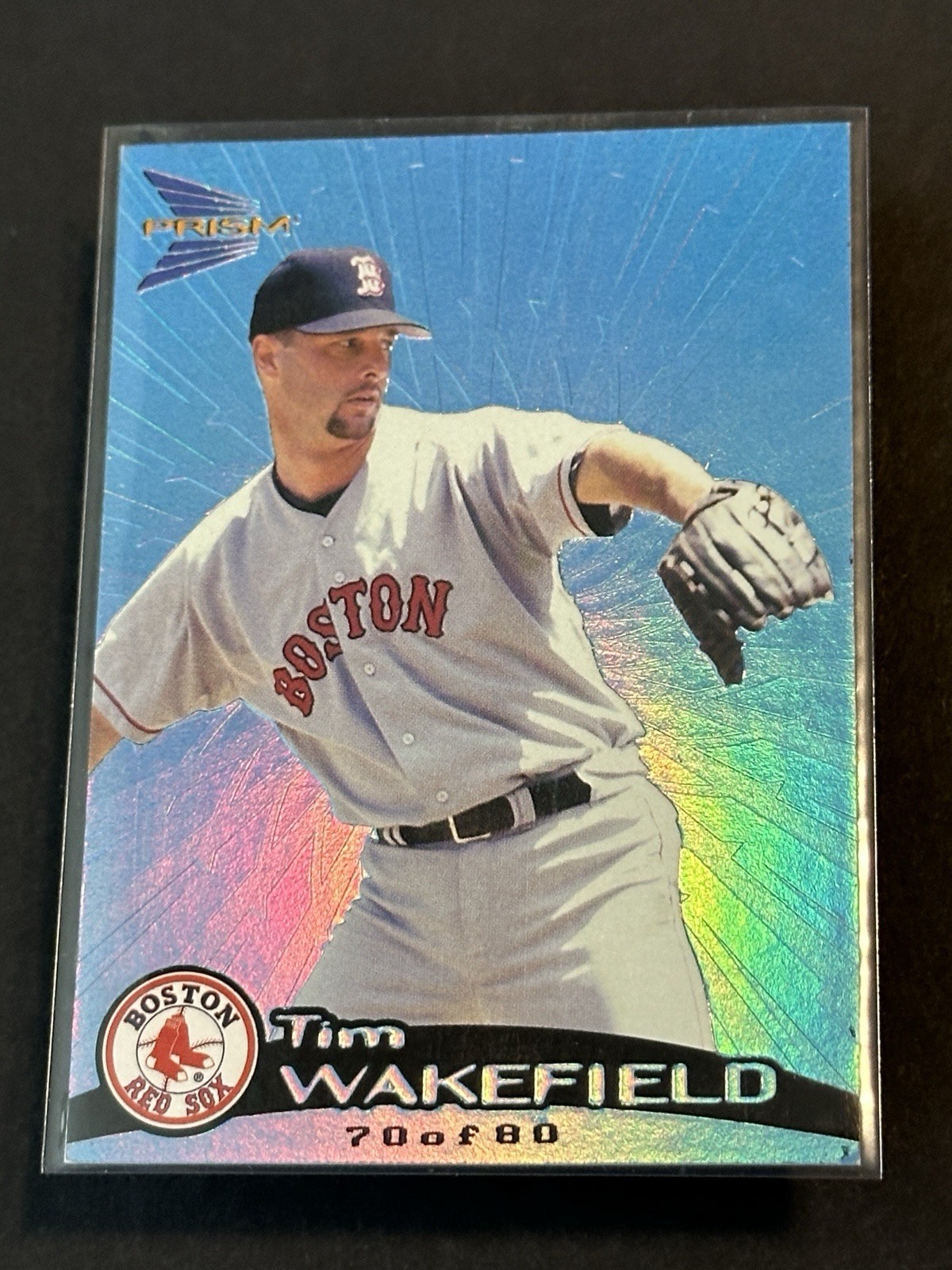 🔥 TIM WAKEFIELD 1999 Pacific Prism #26 Holographic Blue SP /80 Rare Red Sox🔥