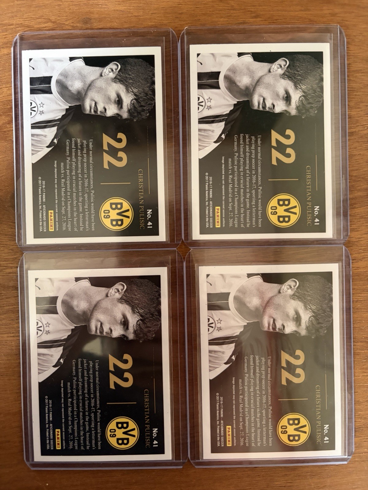 Lot 4x 2016-17 Panini Aficionado Christian Pulisic #41 Rookie RC USA Seller