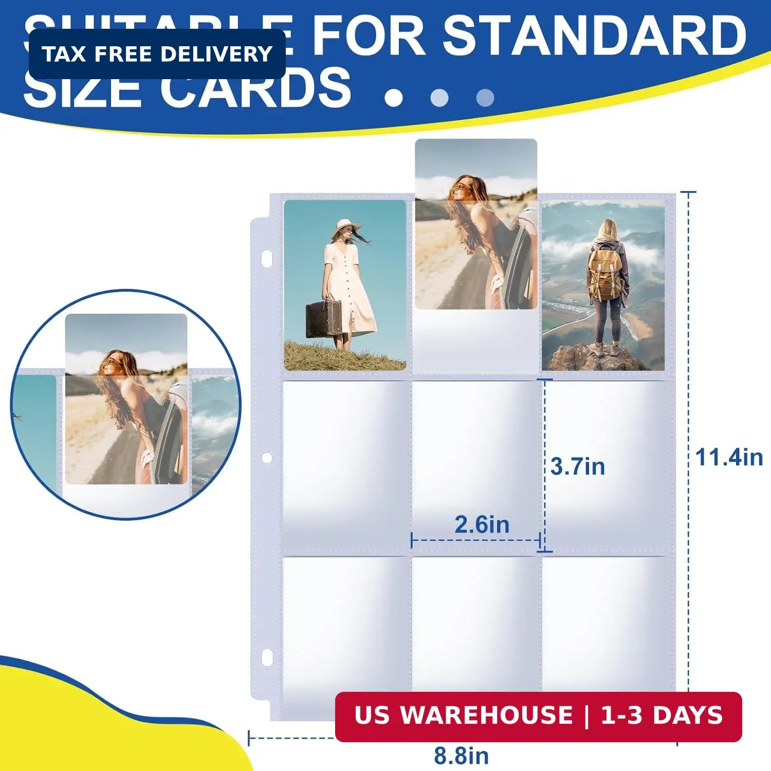 2160 Pockets Card Sleeves Binder Sheets, 9 Pocket Card Sleeves for 3 Ring Binde,