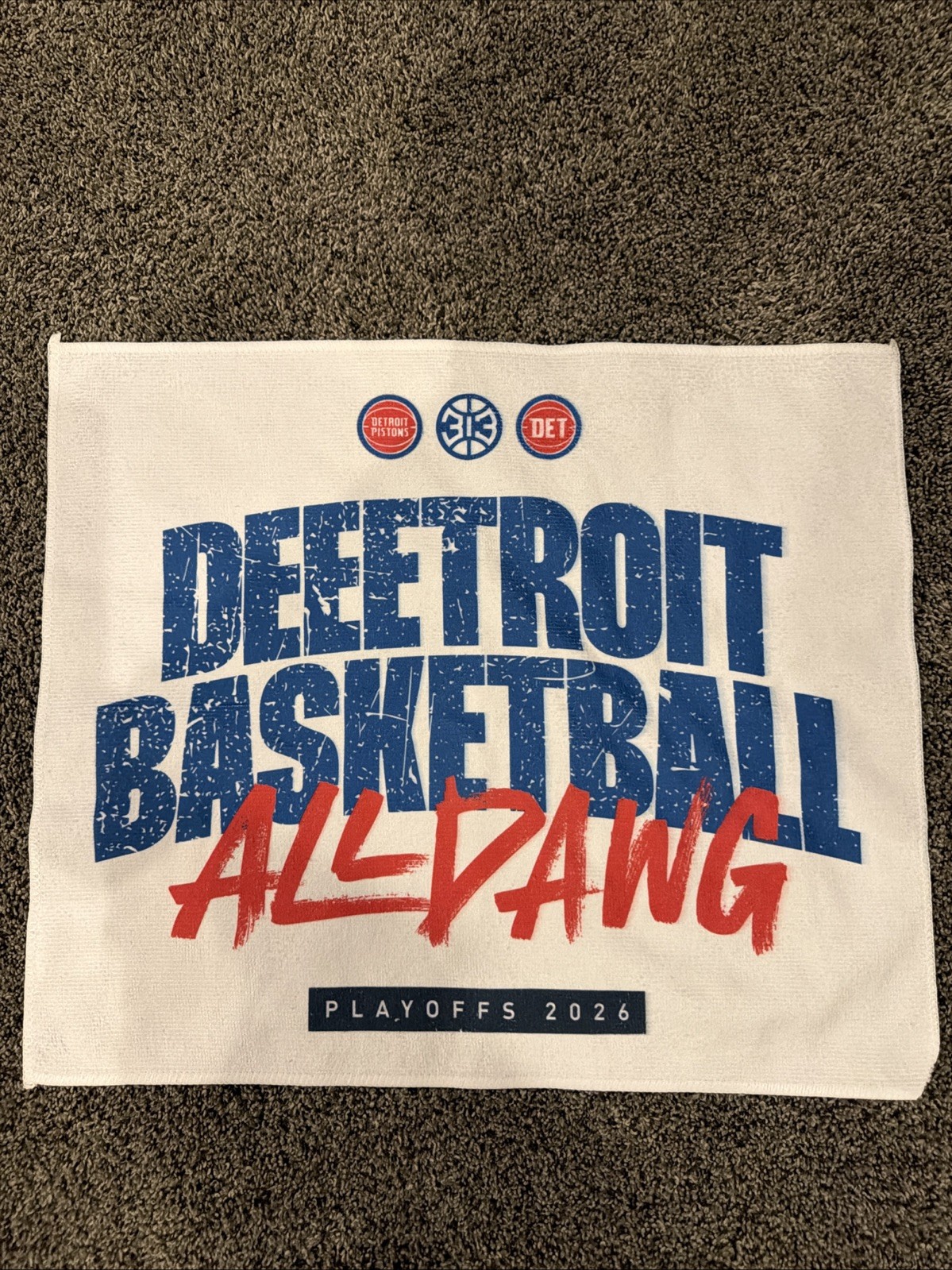 2026 Detroit Pistons Playoff Rally Towels – 4/29/26 – All Dawg – 17.5” X 14.5”
