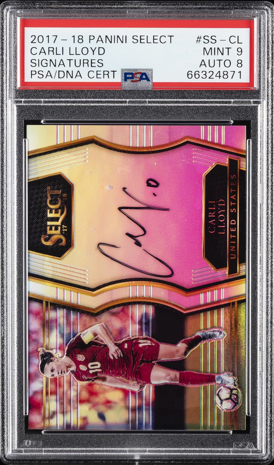 2017 PANINI SELECT SIGNATURES #SS-CL CARLI LLOYD PSA 9 AUTO 8