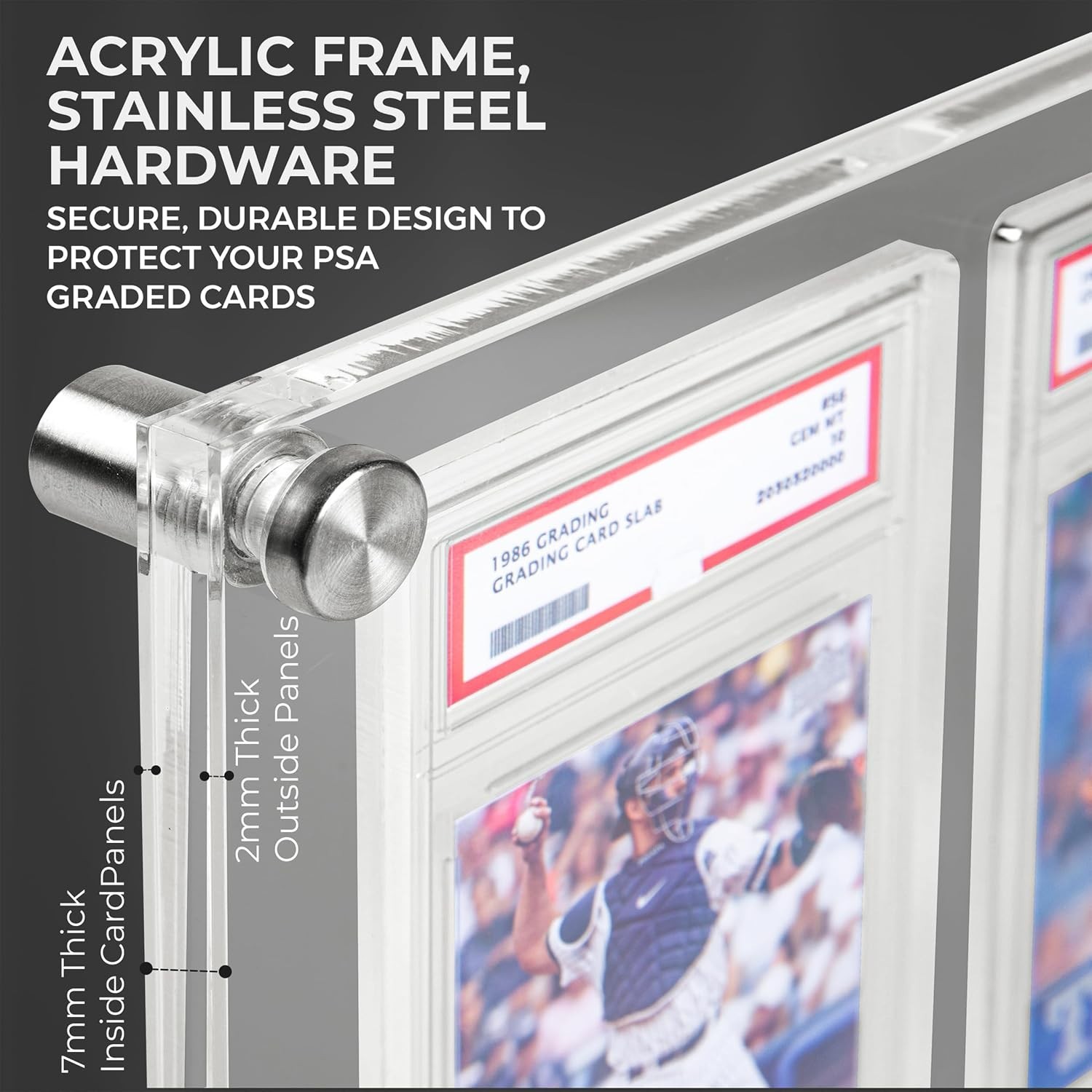 Acrylic Graded Card Display Case 4×1 – Holds 4 PSA, CGC, TAG Slabs – Wall or …