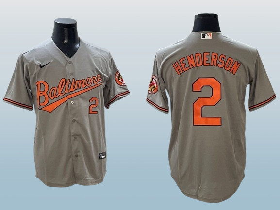 Men’s Baltimore Orioles #2 Gunnar Henderson Gray Cool Base Stitched