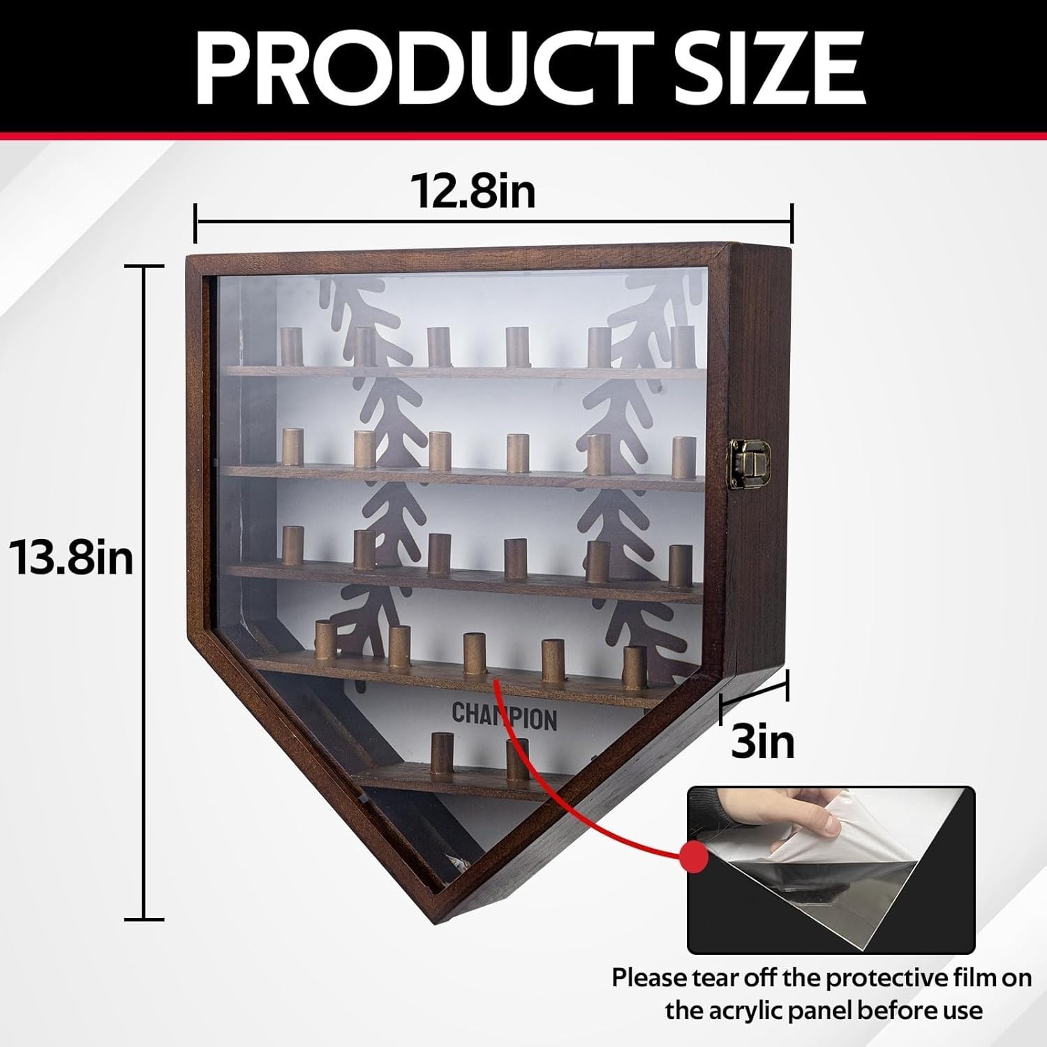 Championship Ring Display Case Display 25Pcs Rings,Baseball Ring Display Case wi