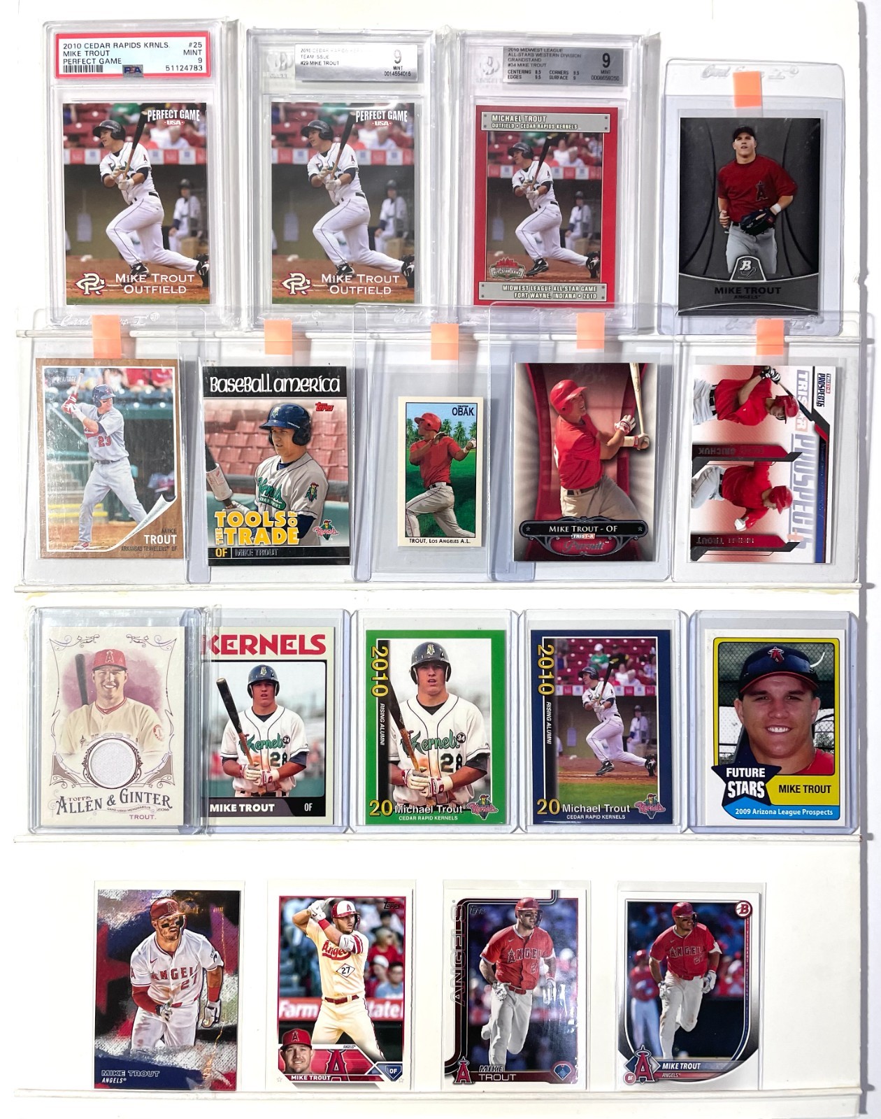 2009 2010 2011 MIKE TROUT Card Lot * 13 Rookies, 18 Total * Bowman Topps Perfect