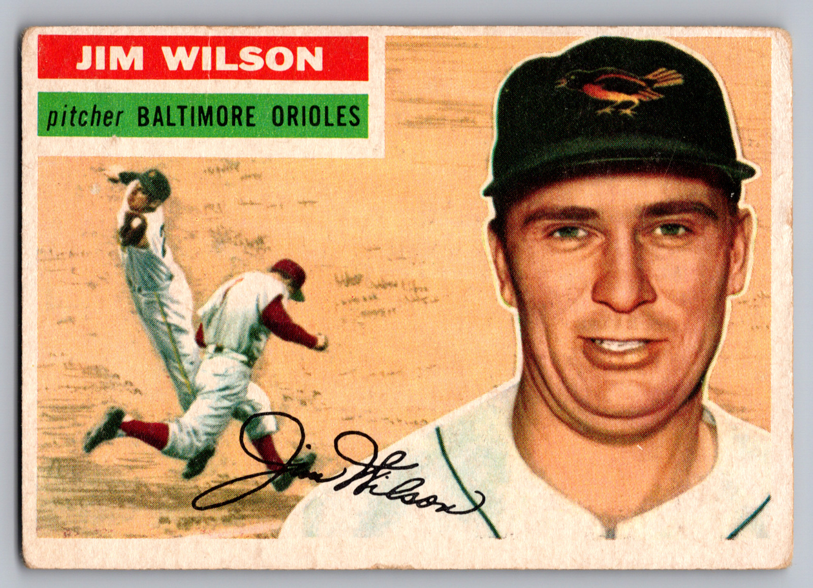 1956 TOPPS #171 JIM WILSON ORIOLES GRAY BACK