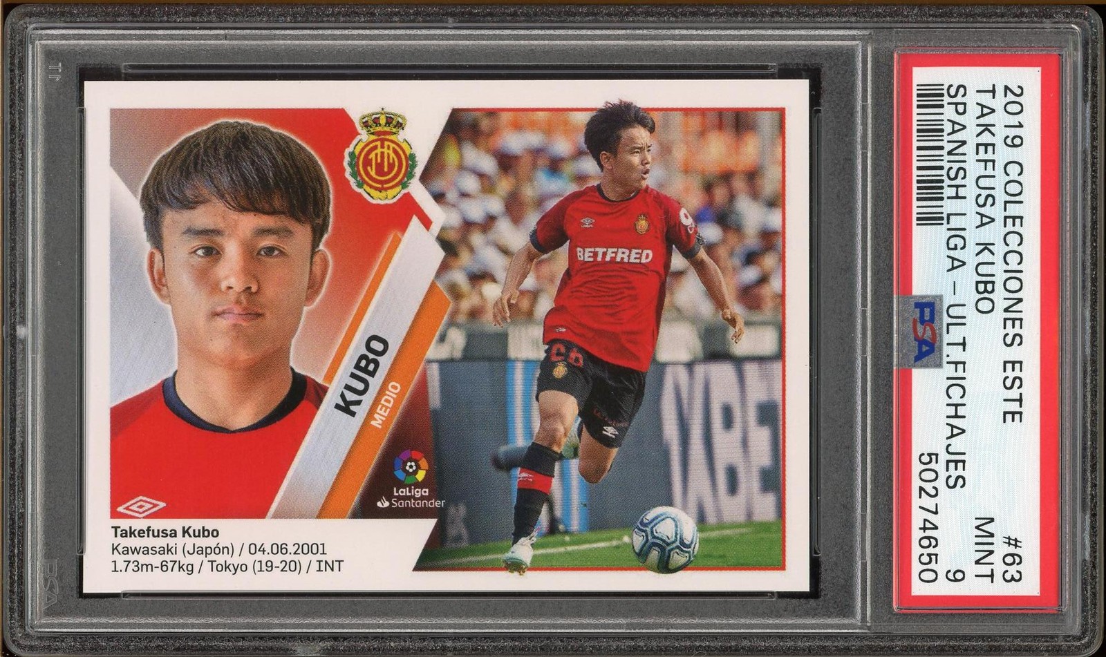 2019-20 Panini LaLiga Santander Este Stickers – Ultimos Fichajes Kubo #63 PSA 9