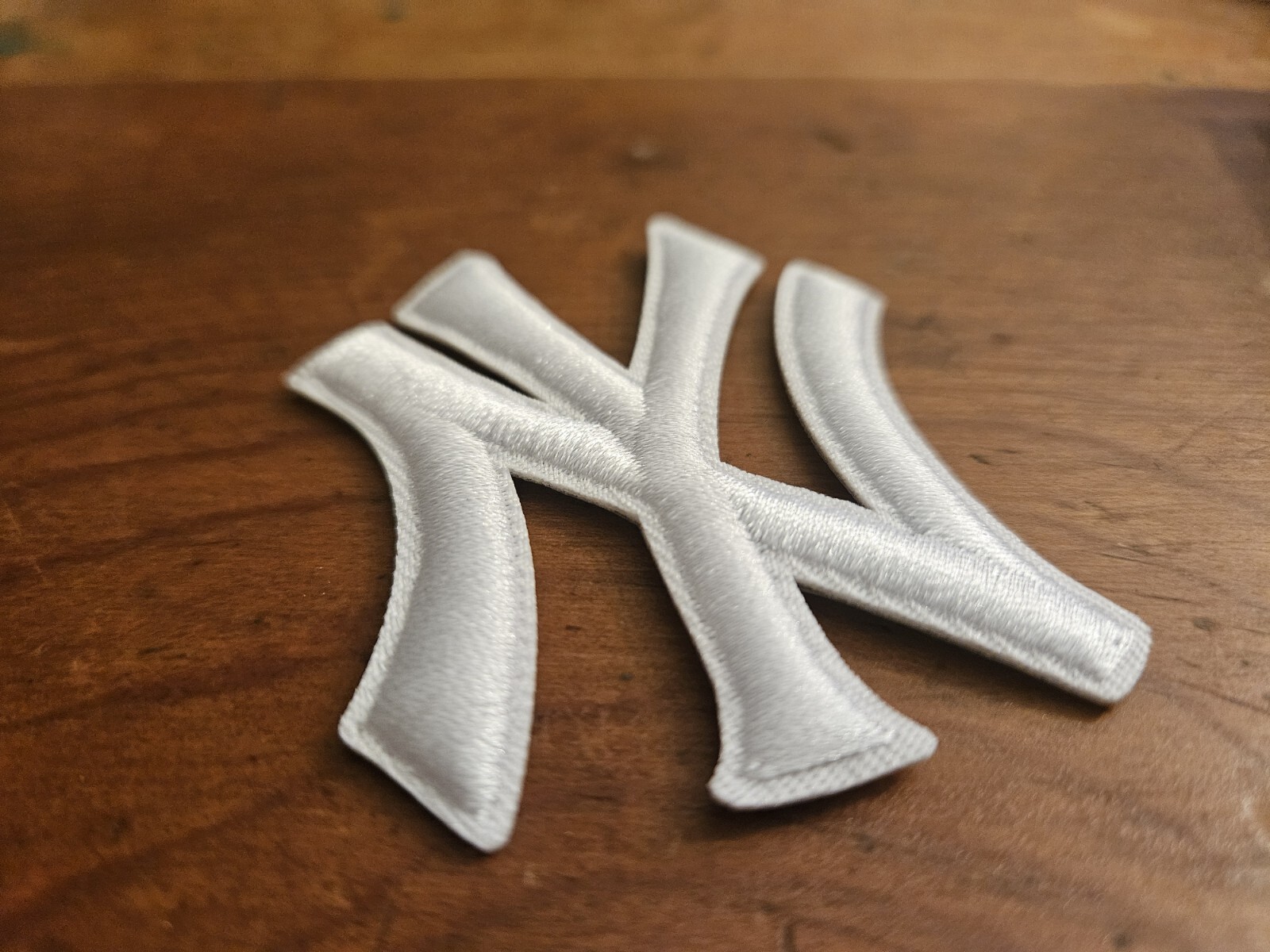 New York Yankees NYY White 3D Depth Logo Embroidered Iron on Patch 2 X 2.3 inch