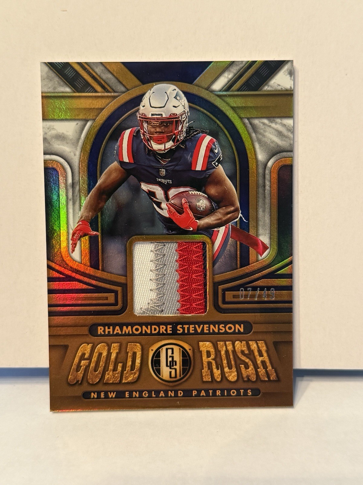 Panini 2023 Gold Rush Rhamondre Stevenson White Gold /49 Patch #GR-RS