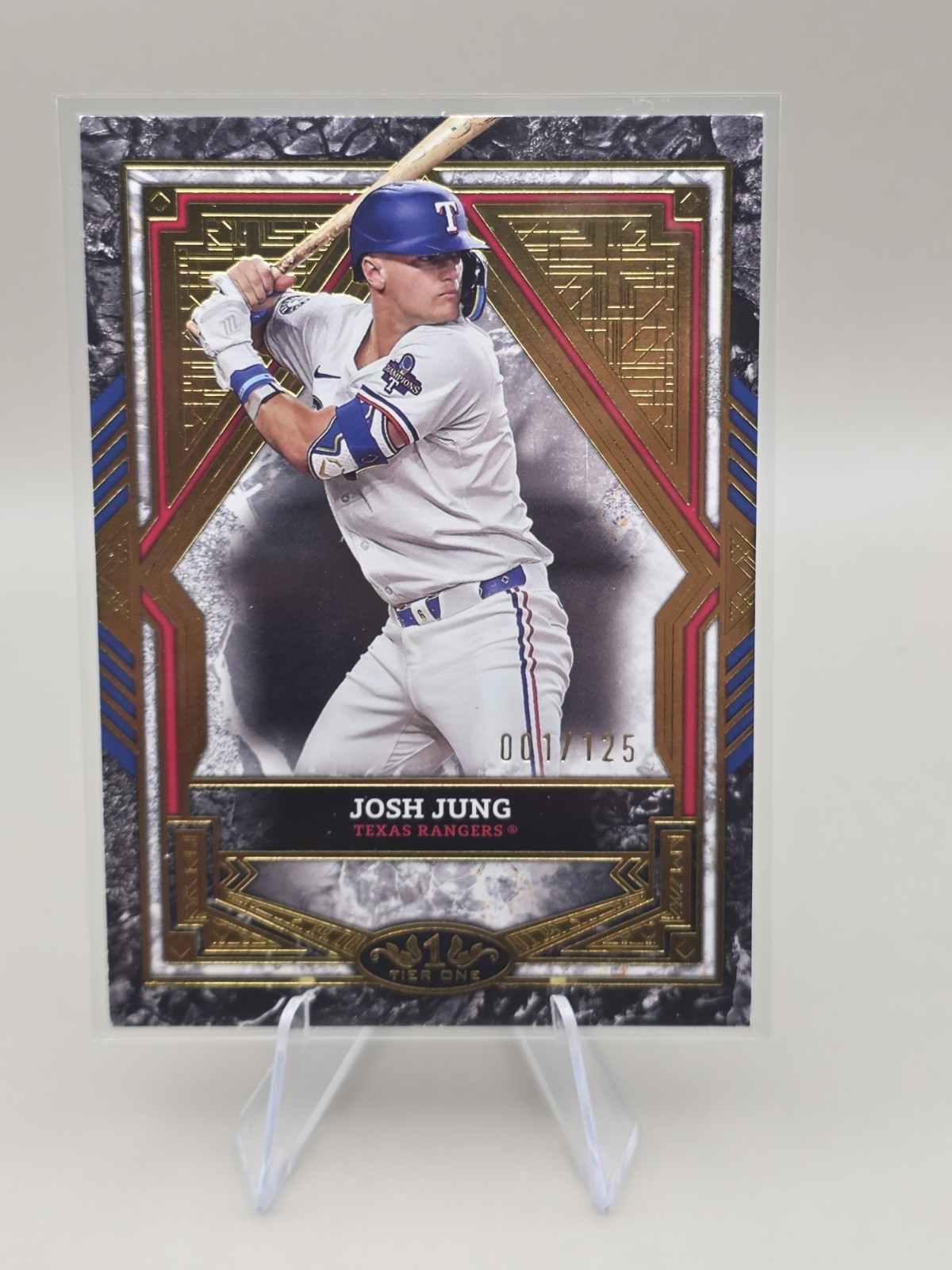 2025 Topps Tier One – Josh Jung #27 Gold Foil 001/125 – Texas Rangers 1st Print