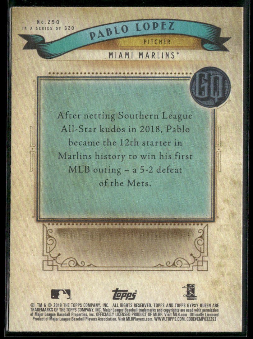 2019 Topps Gypsy Queen #290 Pablo Lopez, Miami Marlins