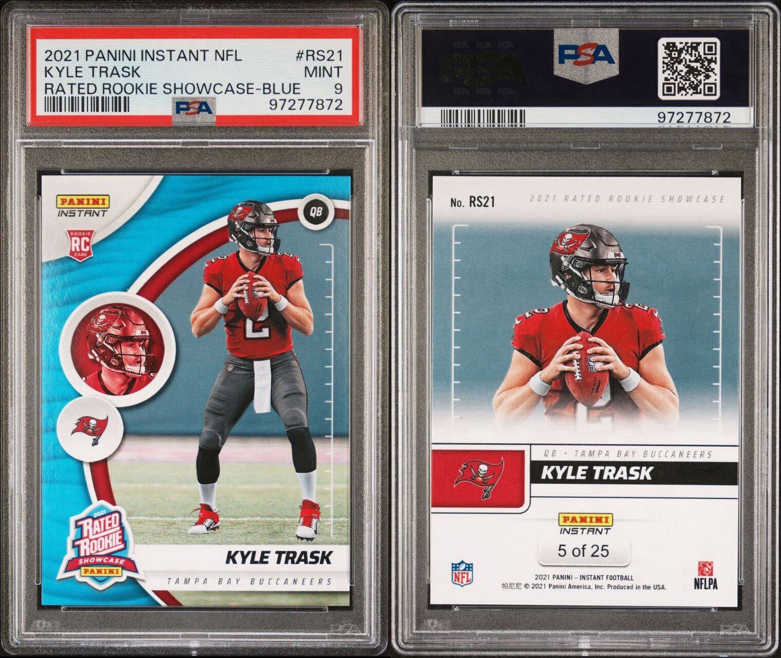 Kyle Trask 2021 Panini Instant NFL Rated Rookie Showcase Blue 5/25 RC PSA 9 MINT