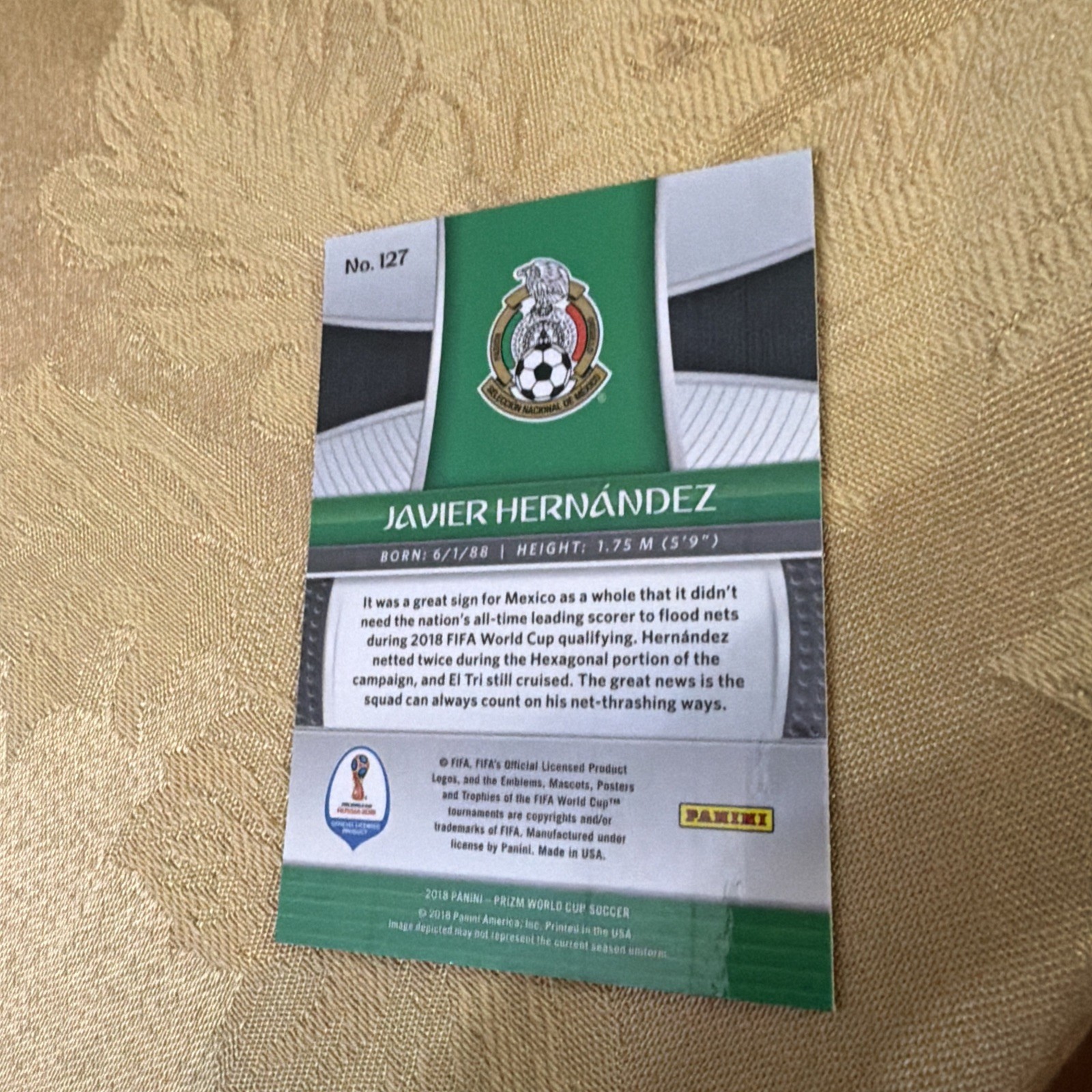 2018 Panini Prizm World Cup Soccer Base #127 Javier Hernandez – Mexico