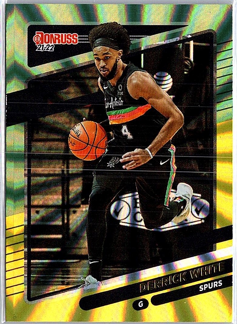 2021-22 Donruss #22 Derrick White Holo Green and Yellow Laser