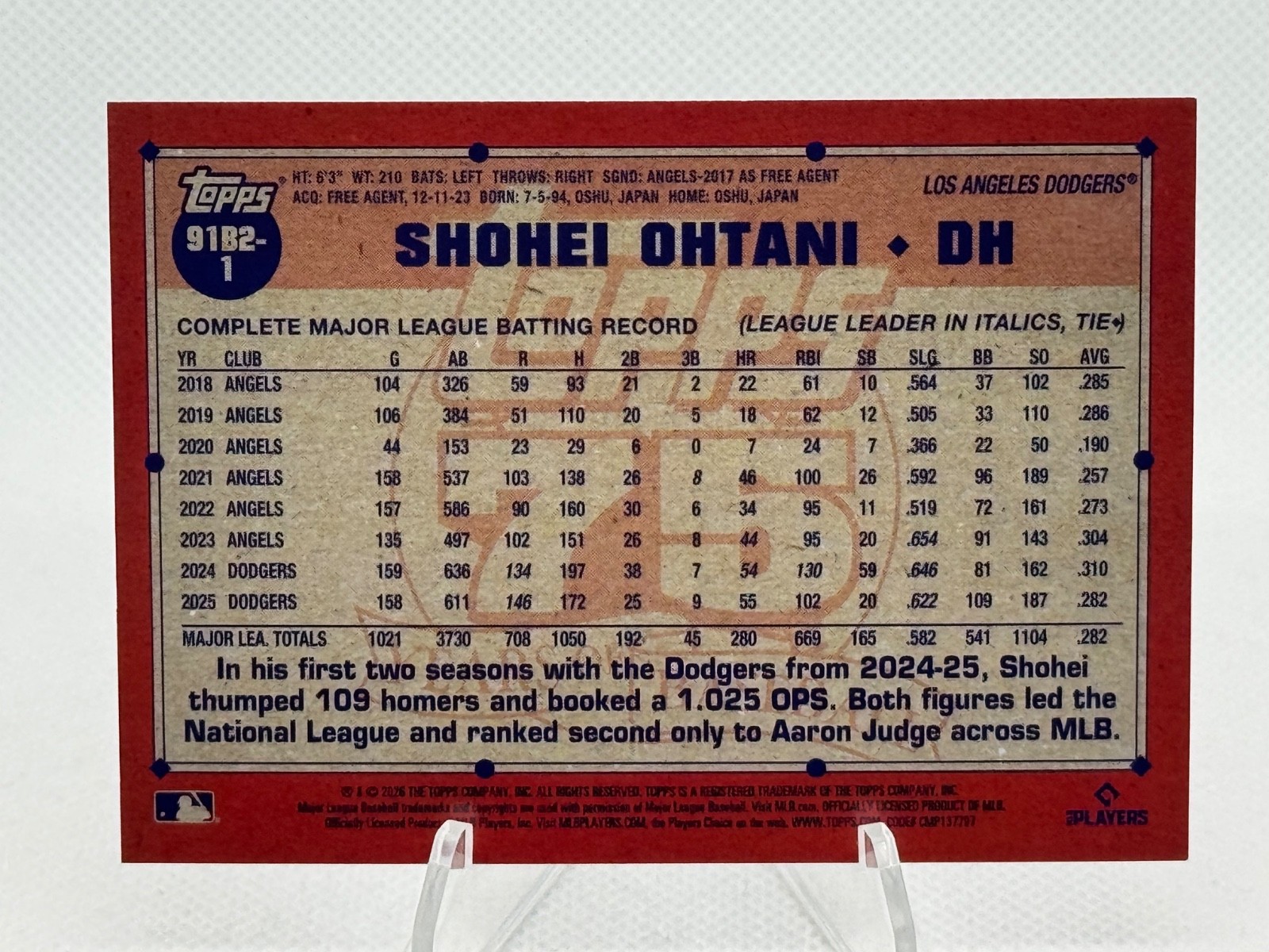 2026 Topps Series 2 Shohei Ohtani 1991 Baseball Crackle Foil #91B2-1 Dodgers