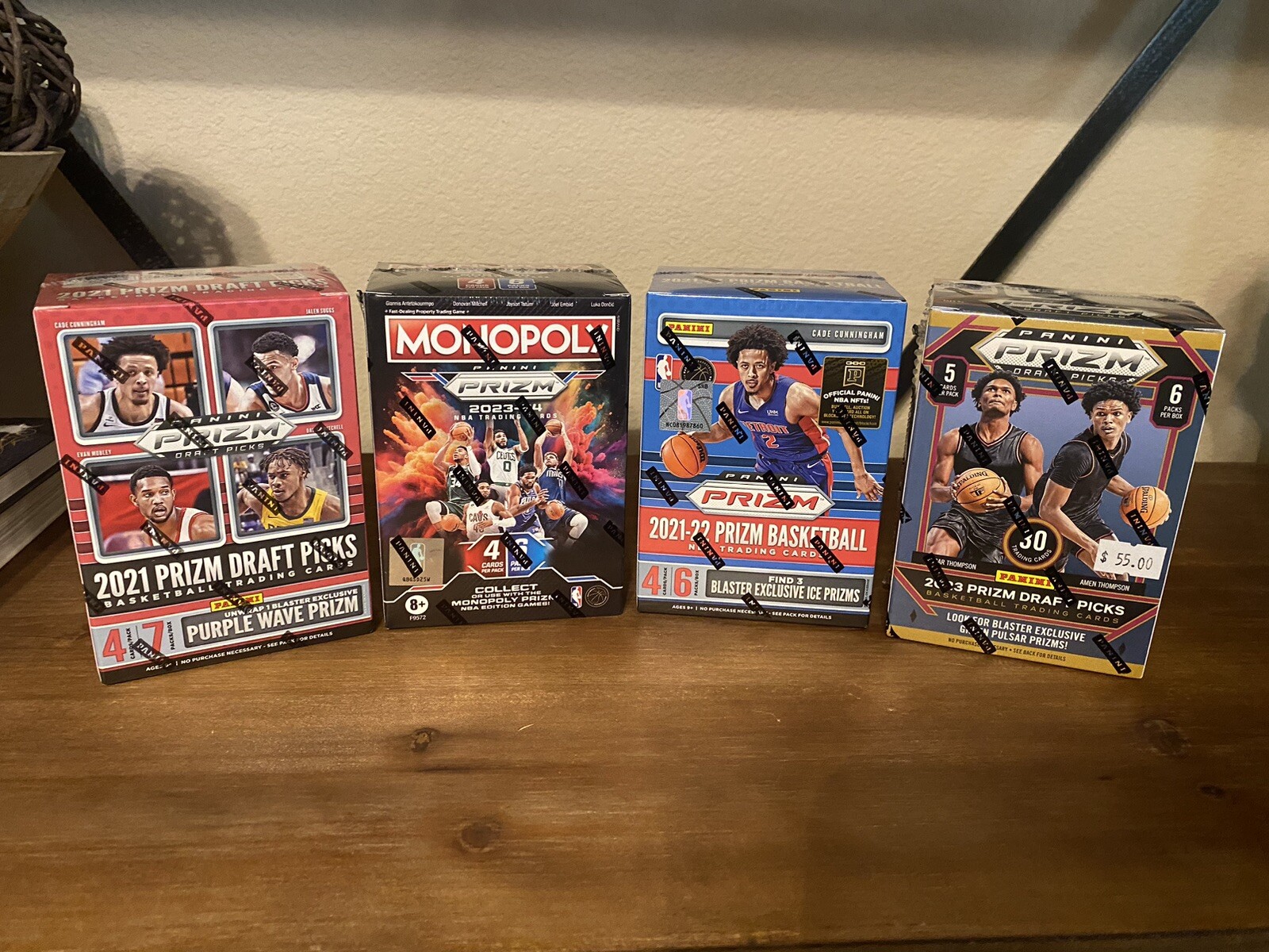 4 Sealed Box Lot Basketball Great Mix For Breaks Prizm Draft Monopoly Wemby BL5