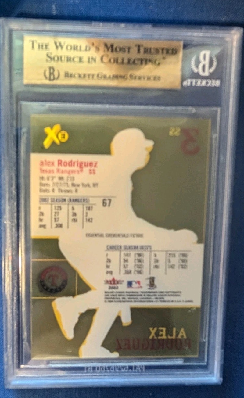 2003 E-x #67 Alex Rodriguez Essential Credentials Future No Serial BGS 9.5 Pop 2