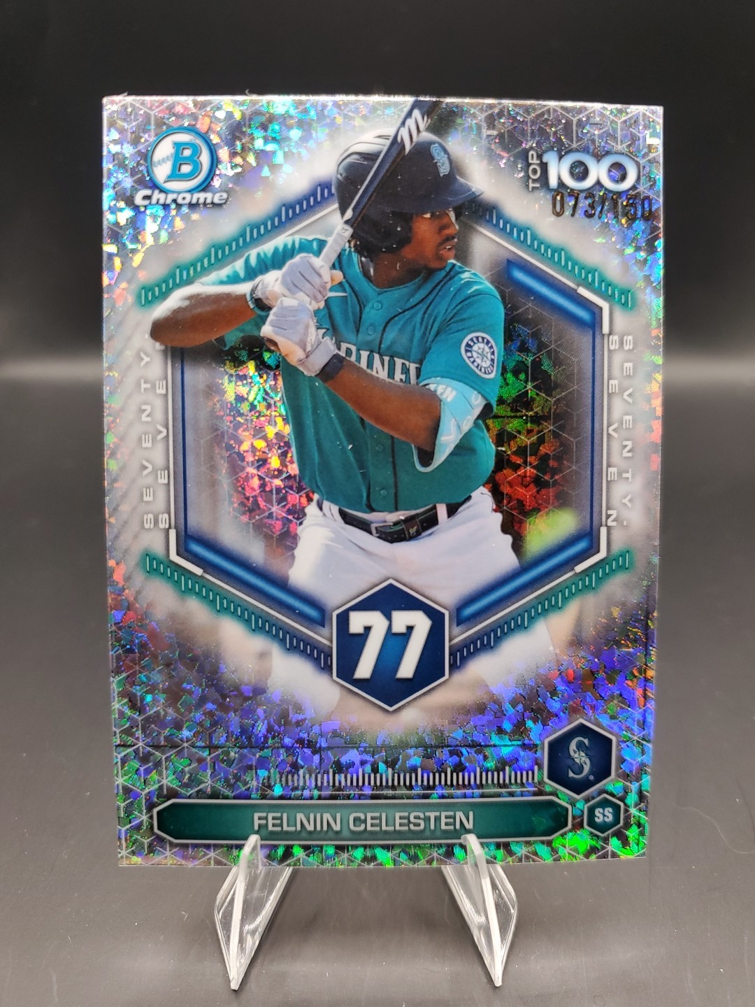 2026 Bowman Chrome FELNIN CELESTEN #BTP-77 MINI DIAMOND/150 MARINERS!