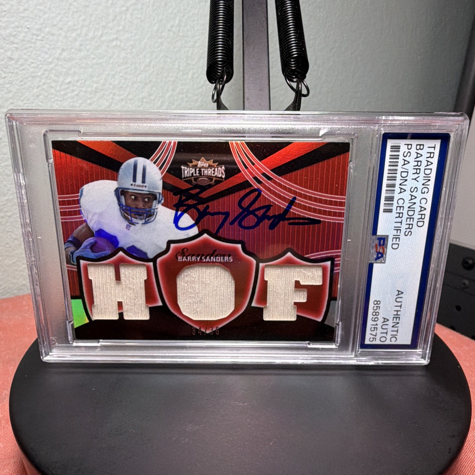 Topps 2006 Triple Threads Barry Sanders Lions HOF Jersey Auto /36 PSA 85891575