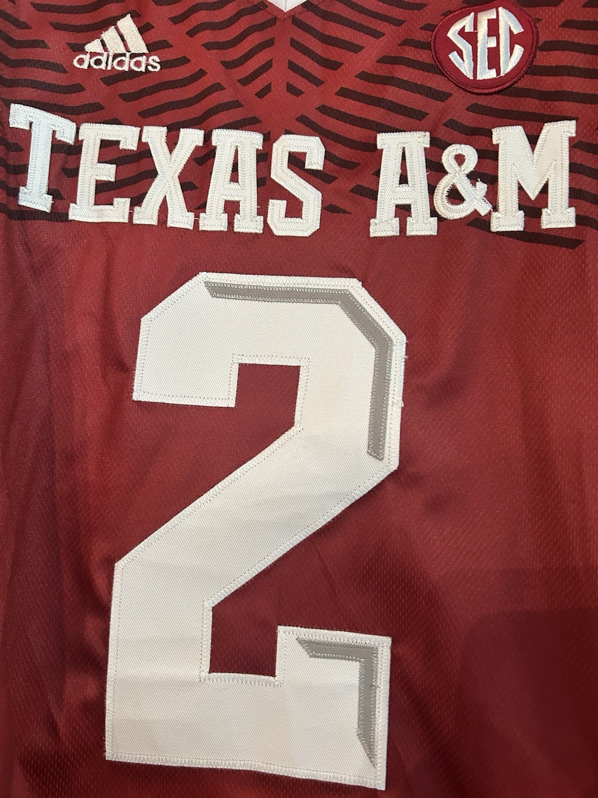 New Adidas Texas A&M Men’s Large Soccer Jersey #2 Manziel SEC
