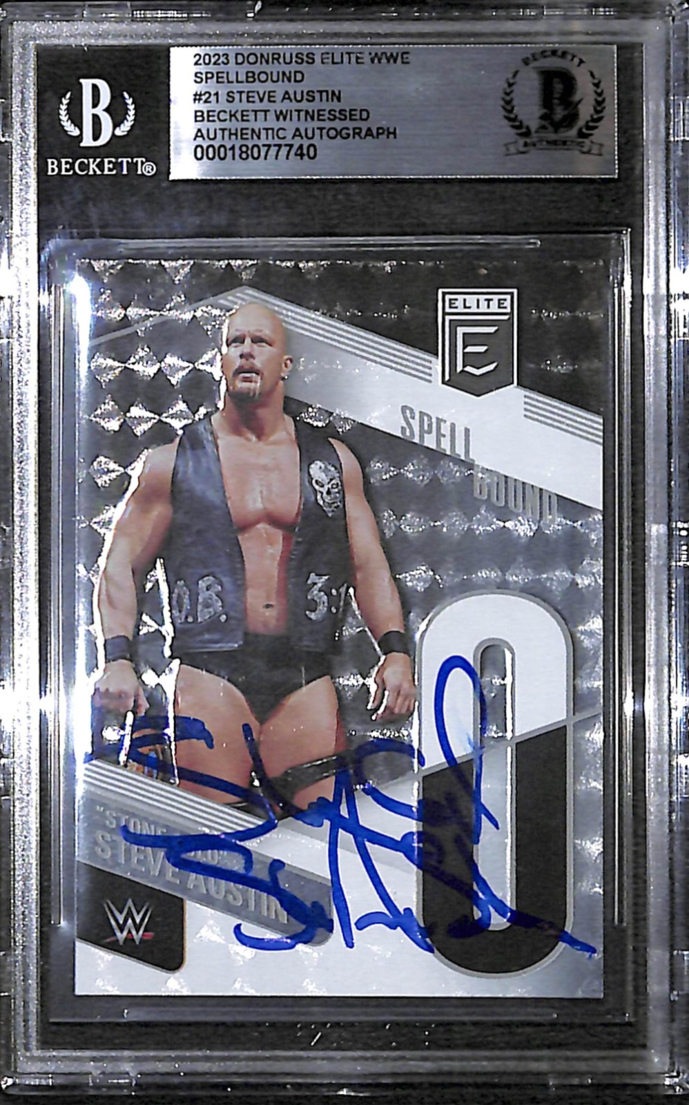 Stone Cold Steve Austin Signed 2023 Donruss Elite WWE Spellbound Card 21 BAS COA