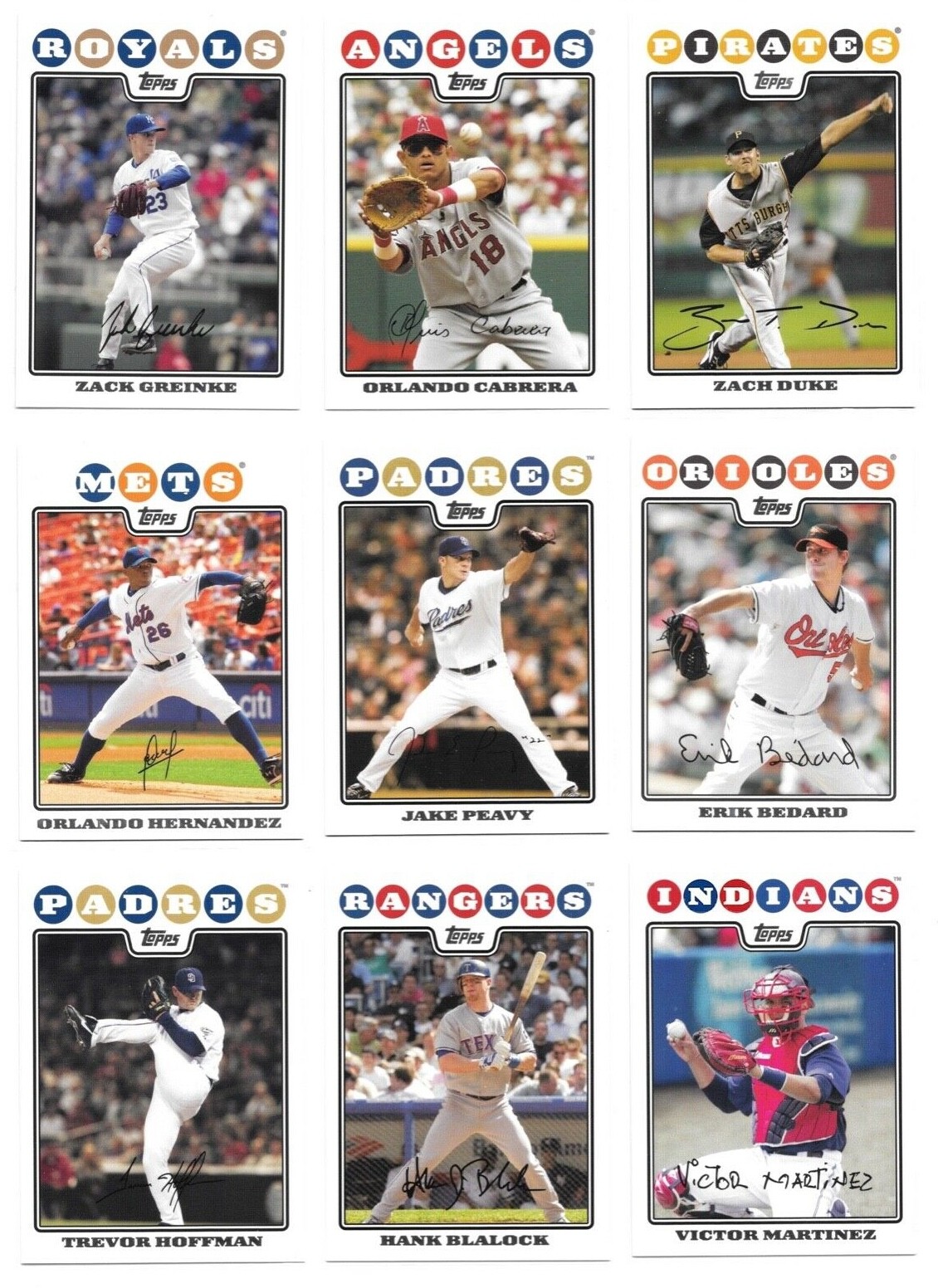 2008 Topps Baseball Trading Cards / Choose from list #s 1 – 250 / mb7