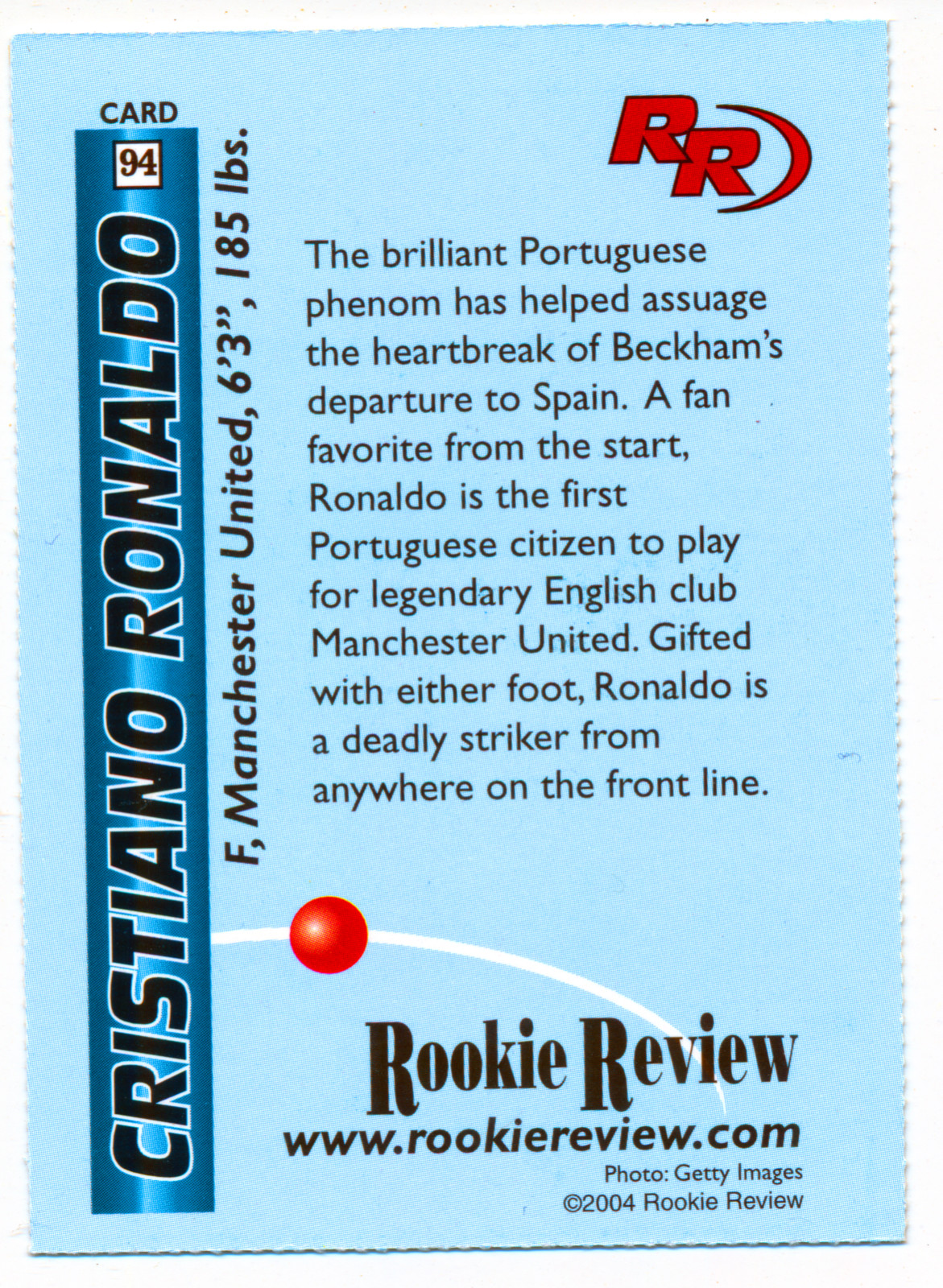 CRISTIANO RONALDO 2004 Rookie Card Insert ROOKIE REVIEW * RARE PORTUGAL 1st RC