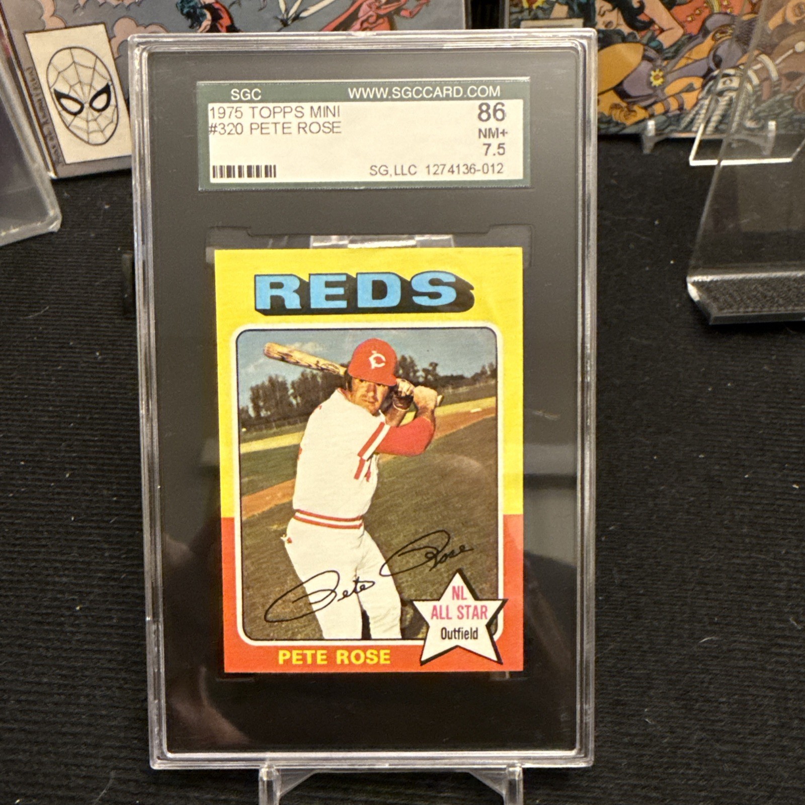 Topps 1975 Topps MINI PETE ROSE #320 Cincinnati Reds HOF SGC 86 NM+ 7.5! Beauty!