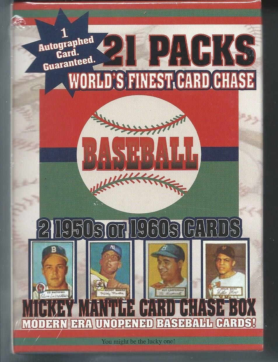 1952 MICKEY MANTLE ROOKIE CARD CHASE BOX-21 pack -Auto-2 cards 1950/60’s