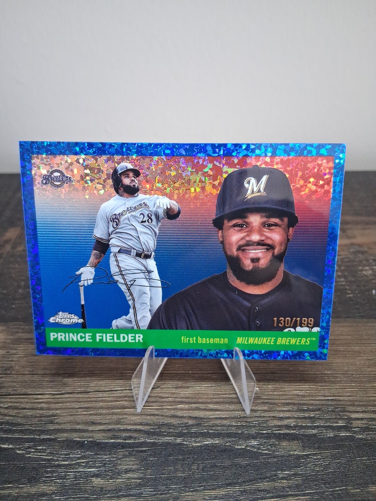 2025 Topps Chrome Platinum Prince Fielder Blue Mini Diamond Refractor/199