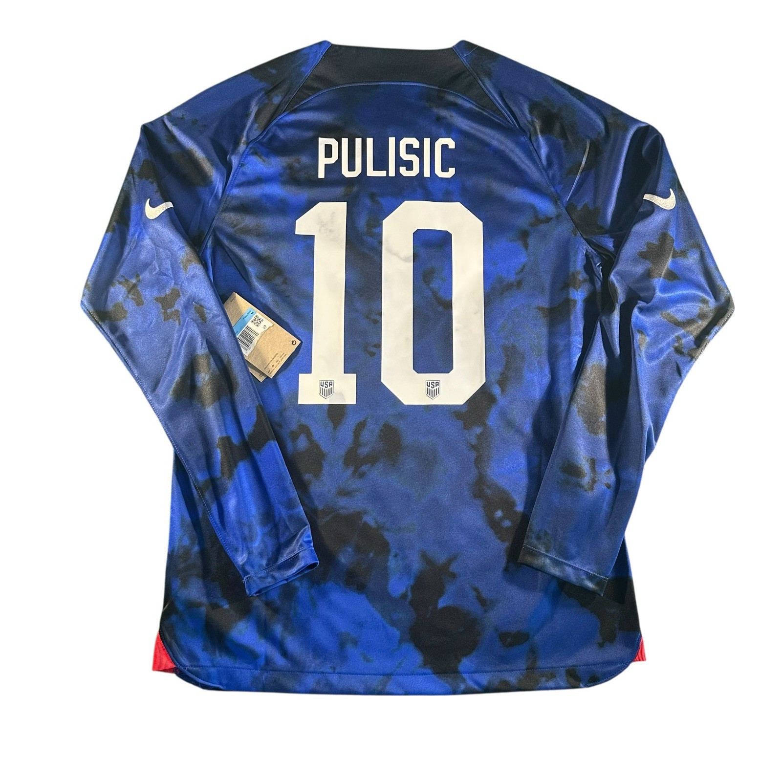 Nike USA #10 Pulisic 2022 Away Long Sleeve Soccer Jersey (M)