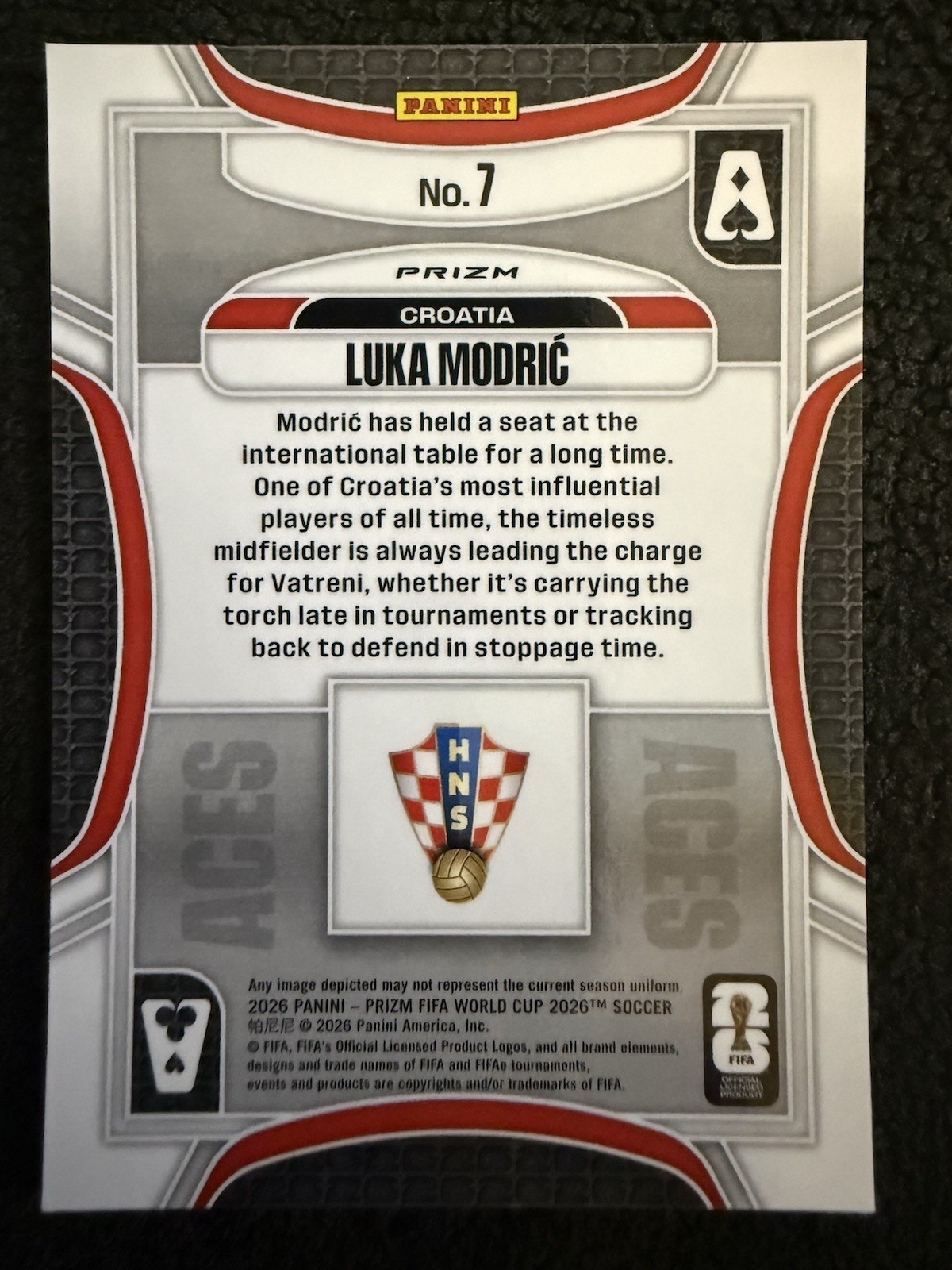 2026 Panini Prizm FIFA World Cup RARE ACES SILVER PRIZM #7 Luka Modric, Croatia